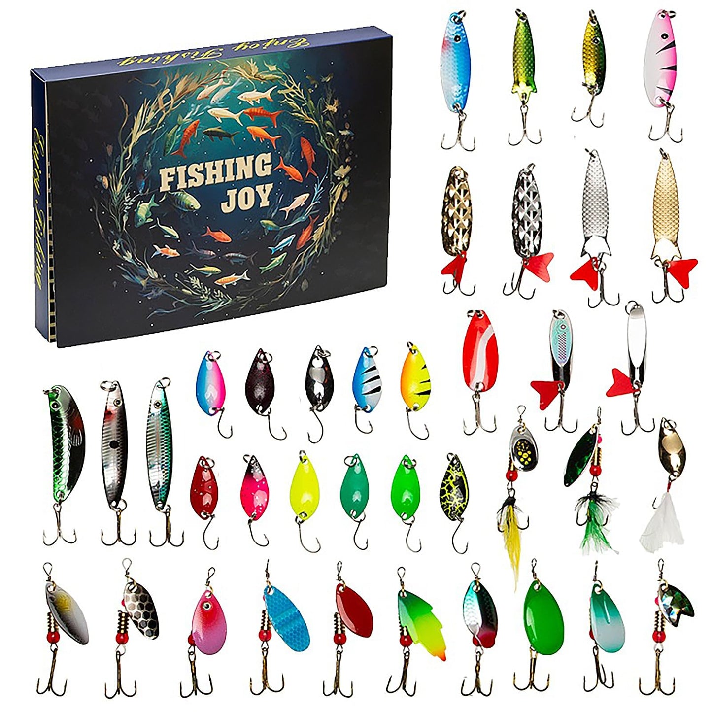 BLSYHDH Fishing Advent Calendar 2025, 30Pcs Christmas Countdown Fish Tackle Set Fishing Lures Set for Fisherman Adult Teen Men Xmas Surprise Fish Bait Gift to Father Grandpa Dad - Medaid International