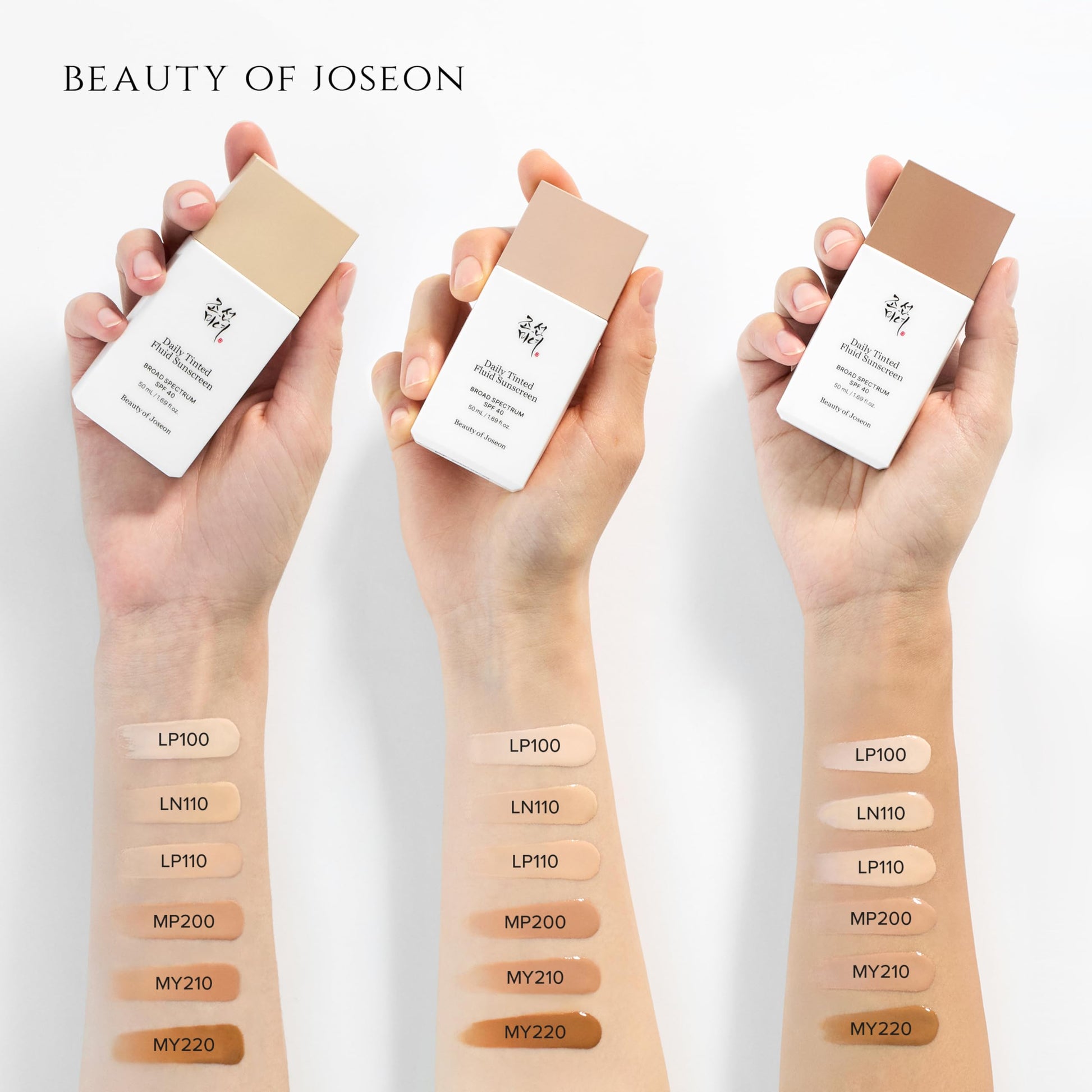 Beauty of Joseon Daily Tinted Fluid Sunscreen 12 Shades for Face Moisturizing Broad Spectrum SPF 40 Korean Skincare 50ml, 1.69 fl.oz #MY210 - Medaid International