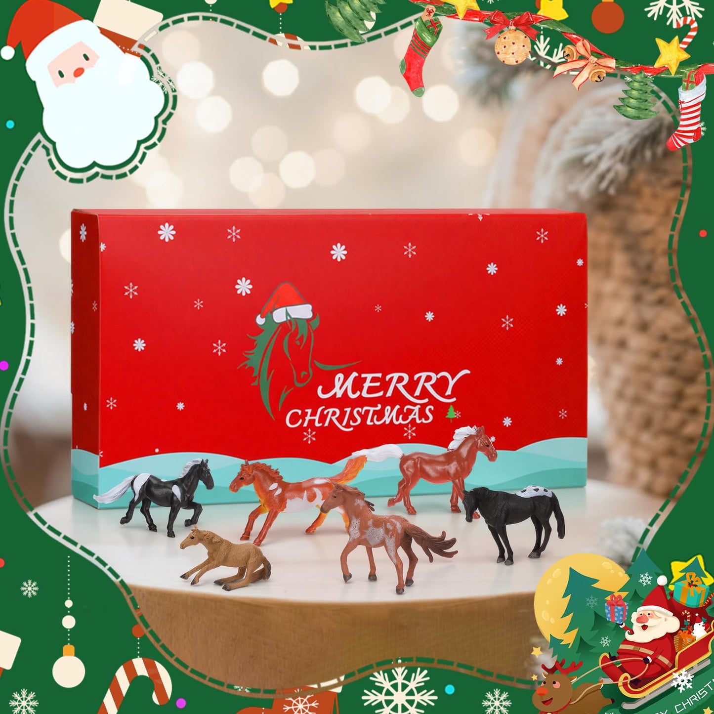 Jenaai 24 Pcs Horse Advent Calendar 2025 Christmas Countdown Calendar Holiday Collection 24 Days with Realistic Horse Figurines Farm Animal Xmas Gift and Surprise for Horses Lover - Medaid International