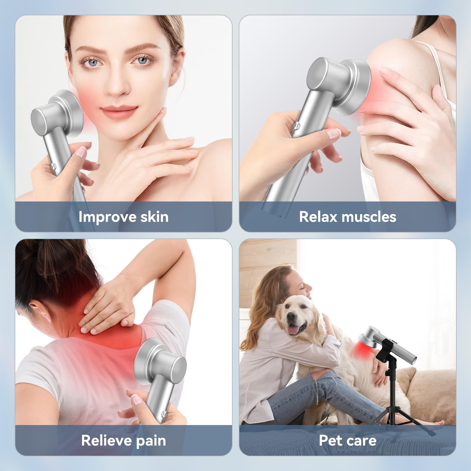 Handheld Red Light Therapy Device with Stand, Cold Laser Therapy Device with 3 Modes & Timer, Near-Infrared Red Light Therapy for Body, Knee, Feet, Back, Muscle, Joints - Medaid International