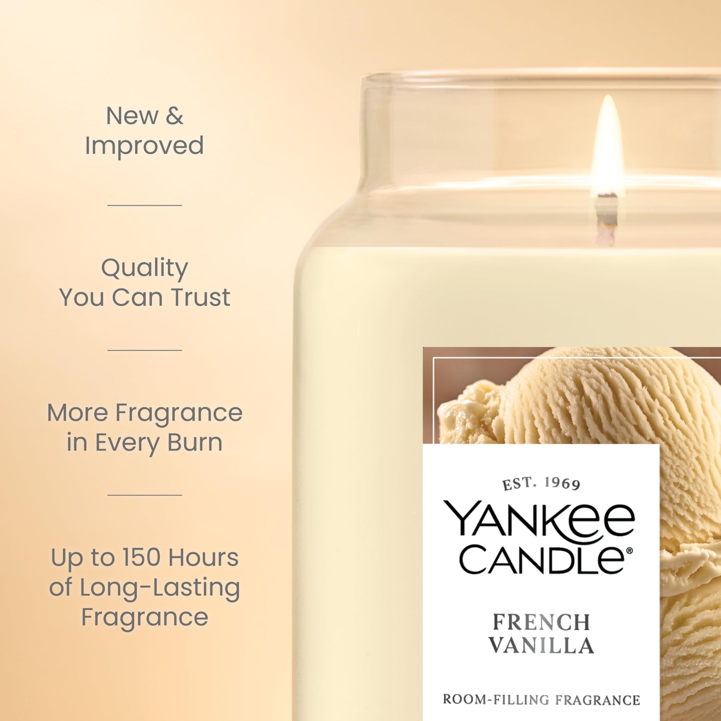 Yankee Candle French Vanilla Scented Candle, 22oz Large Jar with up to 150 Hour Burn Time, Giftable, Holidays - Medaid International