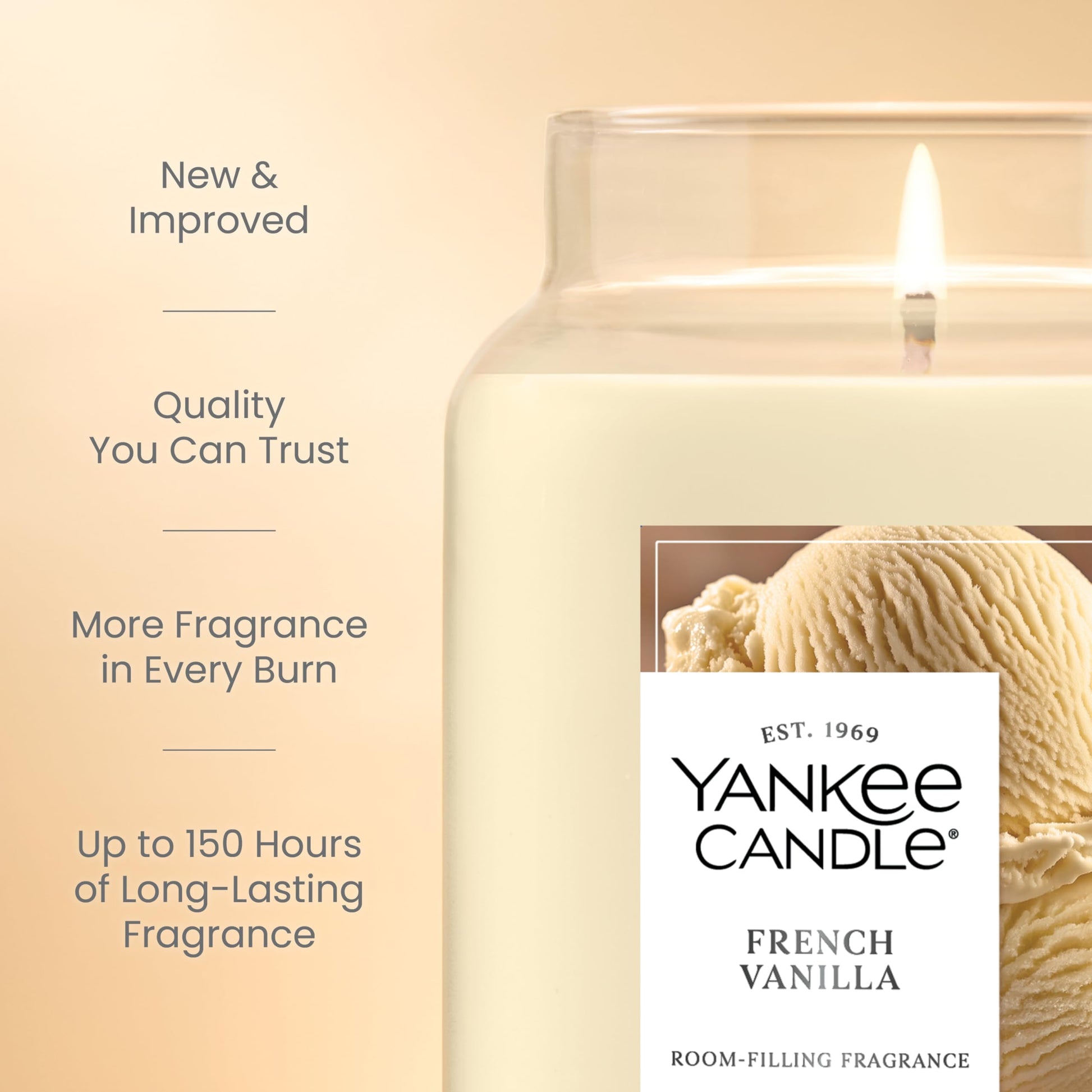 Yankee Candle French Vanilla Scented Candle, 22oz Large Jar with up to 150 Hour Burn Time, Giftable, Holidays - Medaid International