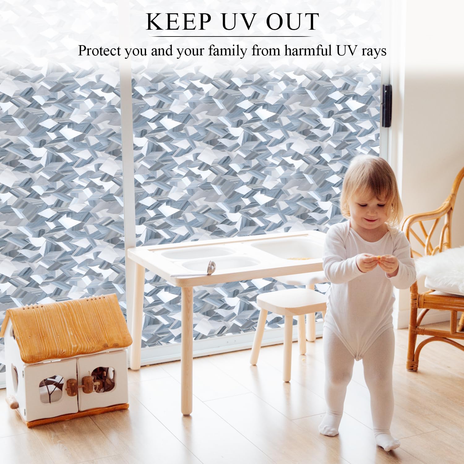 Arthome Privacy Film, 35.4x100 inch 3D Crystal Refraction Window Tint, Static Cling No Glue Removable, UV Anti-UV Window Sticker Self-Adhesive Vinyl Home Office Decor - Medaid International