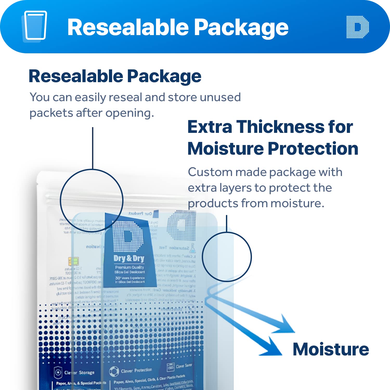 Dry & Dry 2 Gram [100 Packets] Silica Gel Packets Desiccants, Silica Packets - Rechargeable Silica Gel Packs, Silica Gel Packets, Desiccants Packets, Silica Gel - Medaid International