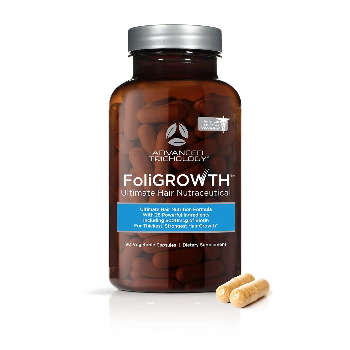 Advanced Trichology FoliGROWTH™ Hair Growth Supplement for Thicker Fuller Hair | Approved* by the American Hair Loss Association | Revitalize Thinning Hair - 90 Count (Pack of 1) - Medaid International