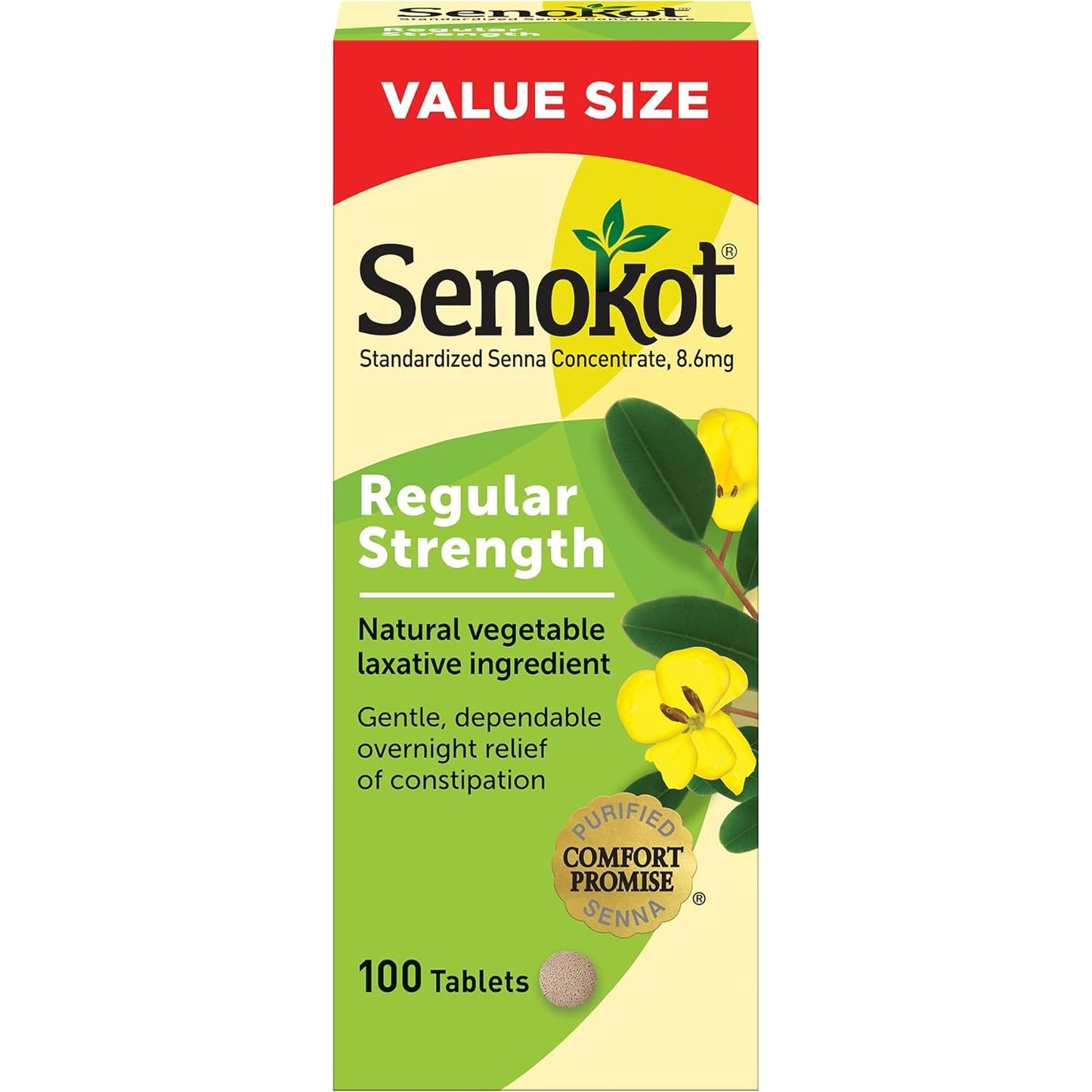 Senokot Regular Strength Tablets Natural Vegetable Laxative Ingredient, 100 Count - Medaid