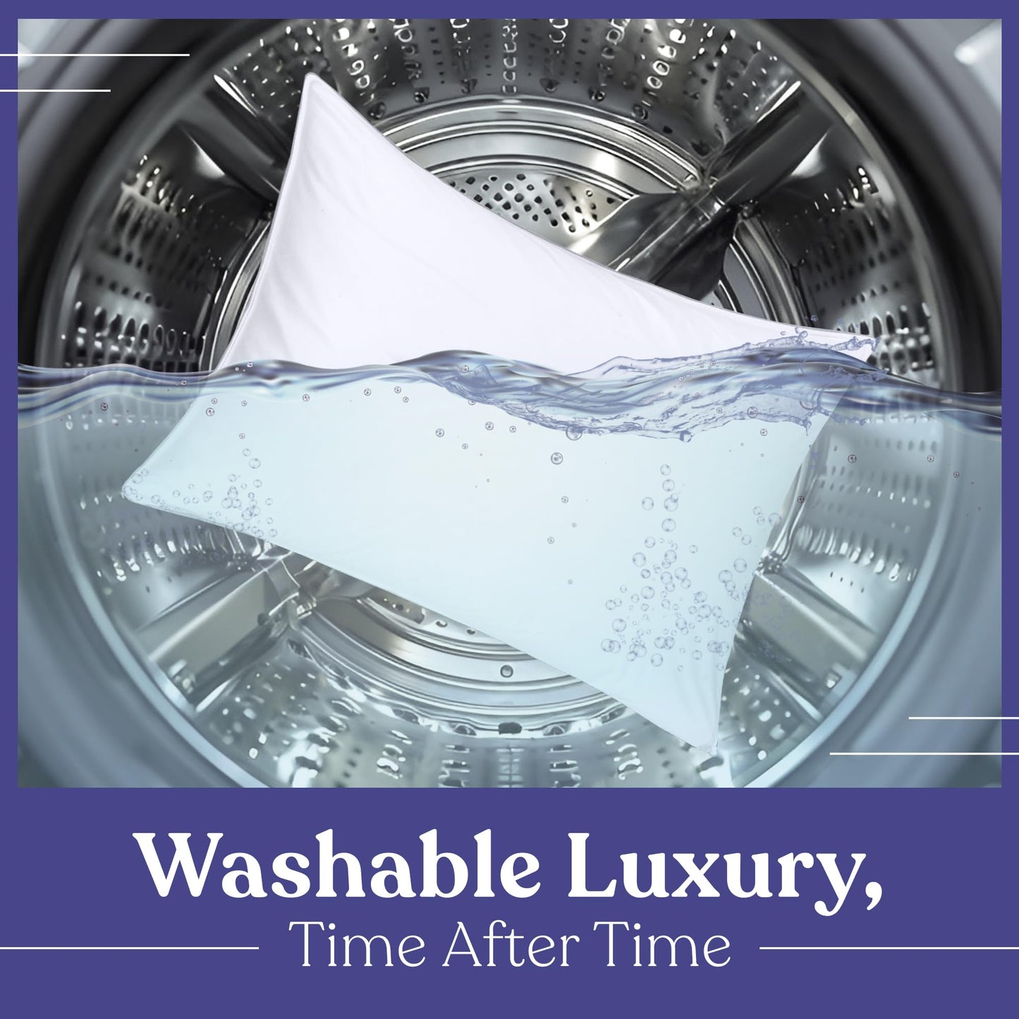 FluffCo Down Alternative Pillows Standard/Queen Size Set of 2 - Queen Bed Pillows for Sleeping - Made in USA - Cooling Surface and Machine Washable for Side, Back, and Stomach Sleepers - Medaid International