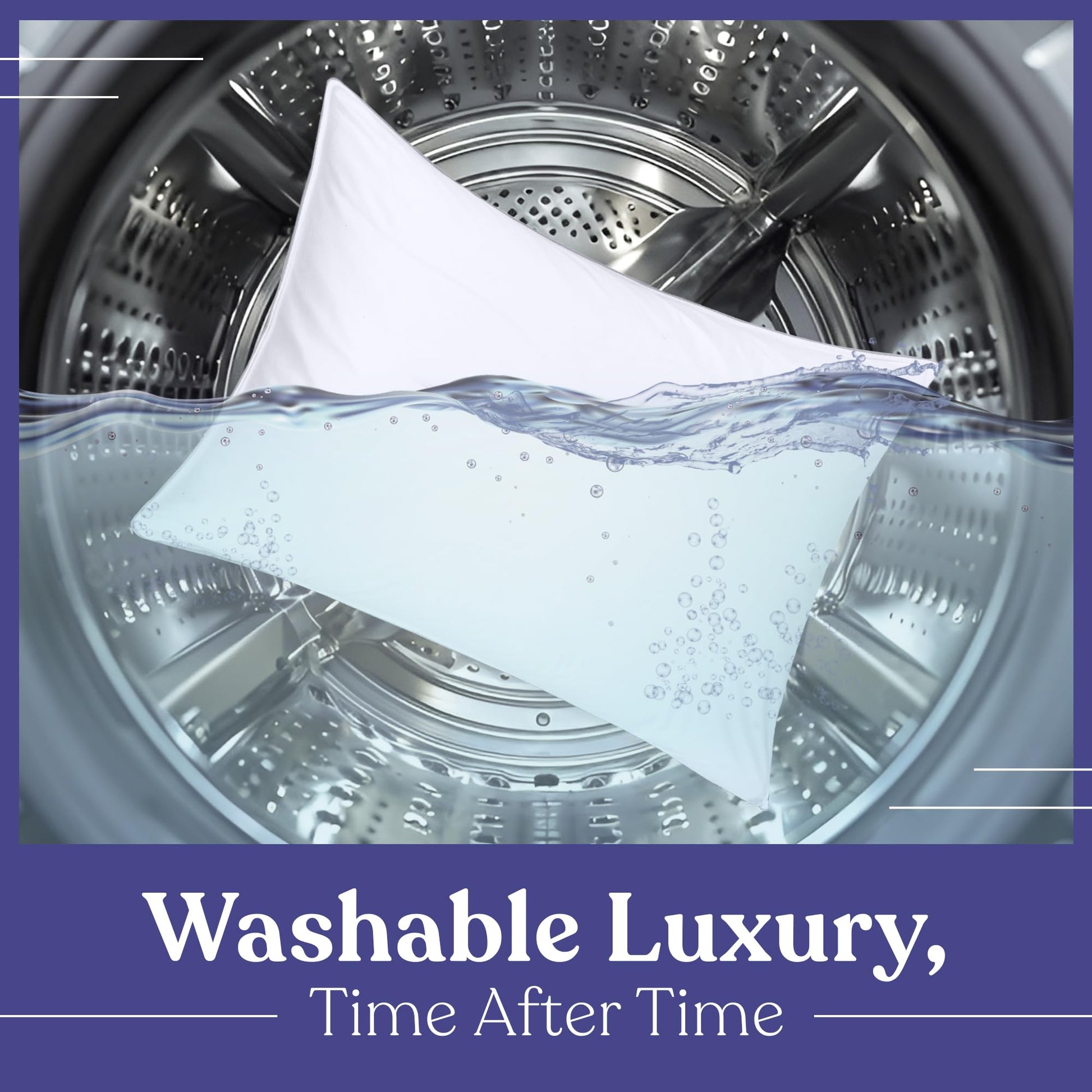 FluffCo Down Alternative Pillows Standard/Queen Size Set of 2 - Queen Bed Pillows for Sleeping - Made in USA - Cooling Surface and Machine Washable for Side, Back, and Stomach Sleepers - Medaid International