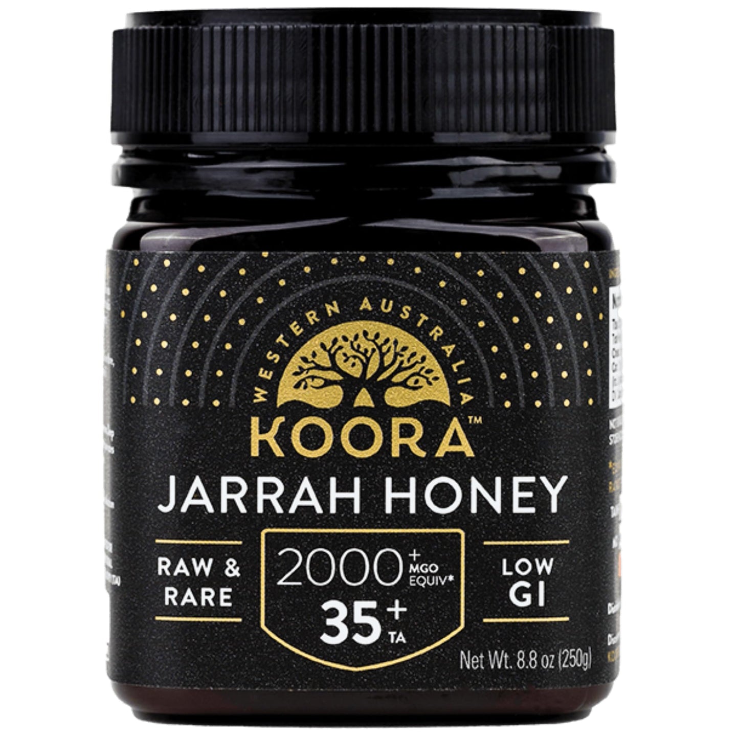 KOORA Jarrah Honey TA 35+ (MGO 2000+ Manuka Honey Rating Equiv.) Low GI, Raw Medicinal Honey for Daily Health & Immune Support, from the Wild Ancient Forests of Western Australia 8.8 oz - Medaid International
