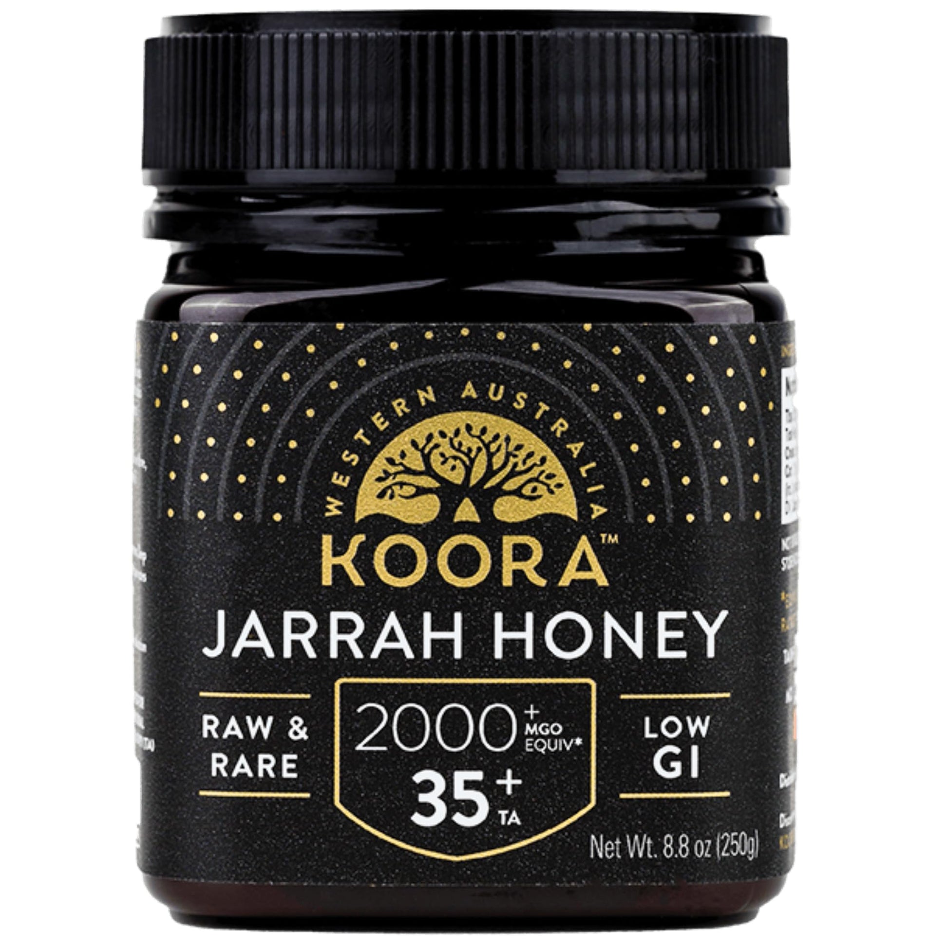 KOORA Jarrah Honey TA 35+ (MGO 2000+ Manuka Honey Rating Equiv.) Low GI, Raw Medicinal Honey for Daily Health & Immune Support, from the Wild Ancient Forests of Western Australia 8.8 oz - Medaid International