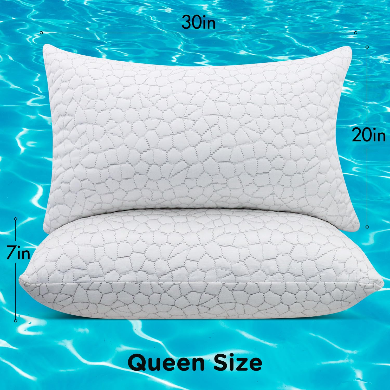 SUPA MODERN Cooling Pillows Queen Size Set of 2, Shredded Memory Foam Pillows for Sleeping 2 Pack, Adjustable Firm Bed Pillow for Side Back Stomach Sleepers, Cool Luxury Gel Pillow for Neck Support - Medaid International