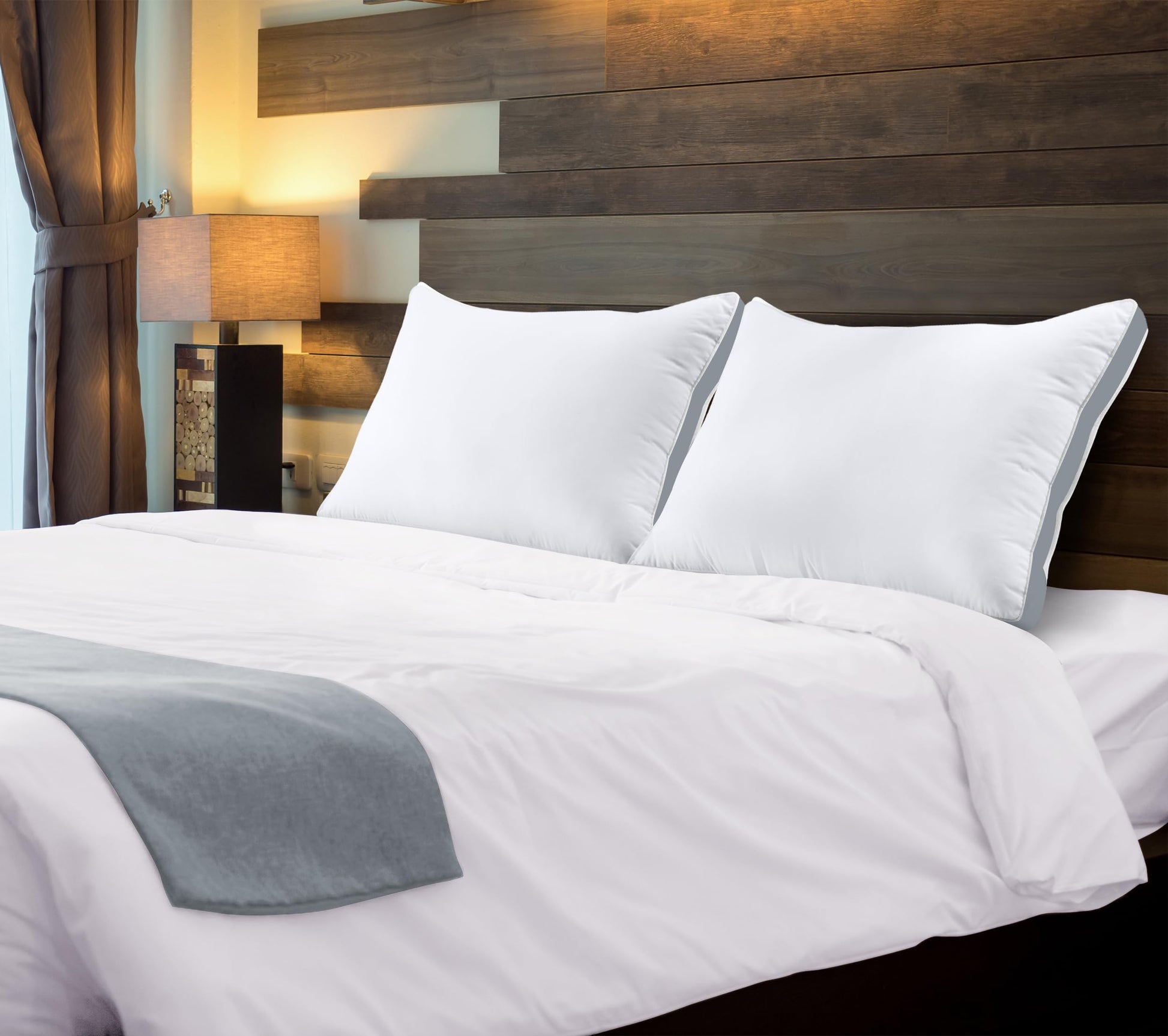 Utopia Bedding Bed Pillows for Sleeping Queen Size (Grey), Set of 2, Cooling Hotel Quality, Gusseted Pillow for Back, Stomach or Side Sleepers - Medaid International