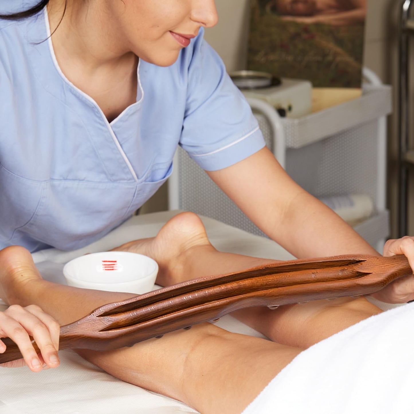 Amagogo Wooden Gua Sha Tools Double Row Manual Massage Tool with Acupressure Massage Points Wood Therapy Massage Tools Handheld Guasha Scraping Stick for Household SPA Salon Body Legs Back Shoulder - Medaid International