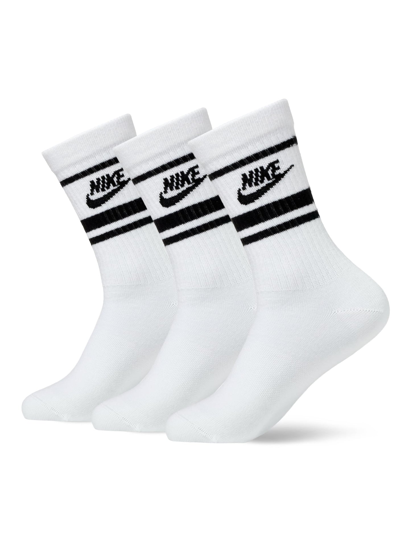 Nike Unisex Sportswear Dri-Fit Everyday Essential Crew Socks (3 Pairs), White/Black/Black, Small - Medaid International