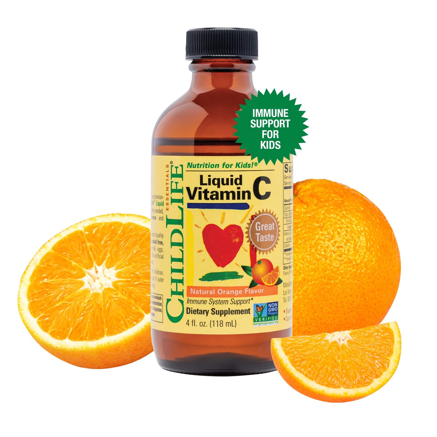 CHILDLIFE ESSENTIALS Liquid Vitamin C - Pure Vitamin C Liquid Supplement for Kids, Toddlers, & Babies, Immune System Support, Natural Orange Flavor, 4 Fl Oz (Pack of 1) - Medaid International