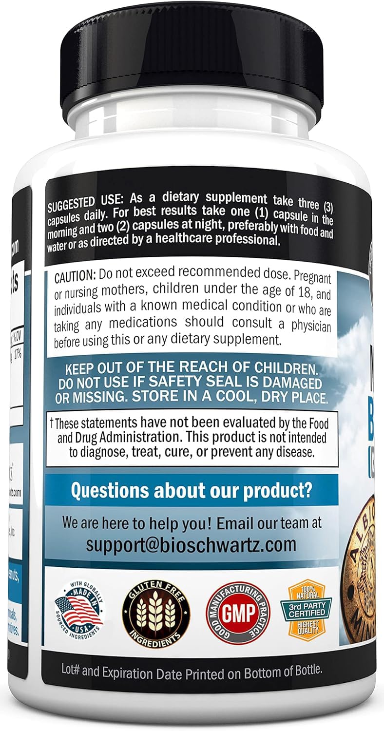 Magnesium Bisglycinate 100% Chelate No-Laxative Effect - Maximum Absorption & Bioavailability, Fully Reacted & Buffered - Healthy Energy Muscle Bone & Joint Support - Non-GMO Project Verified - 90 ct - Medaid International