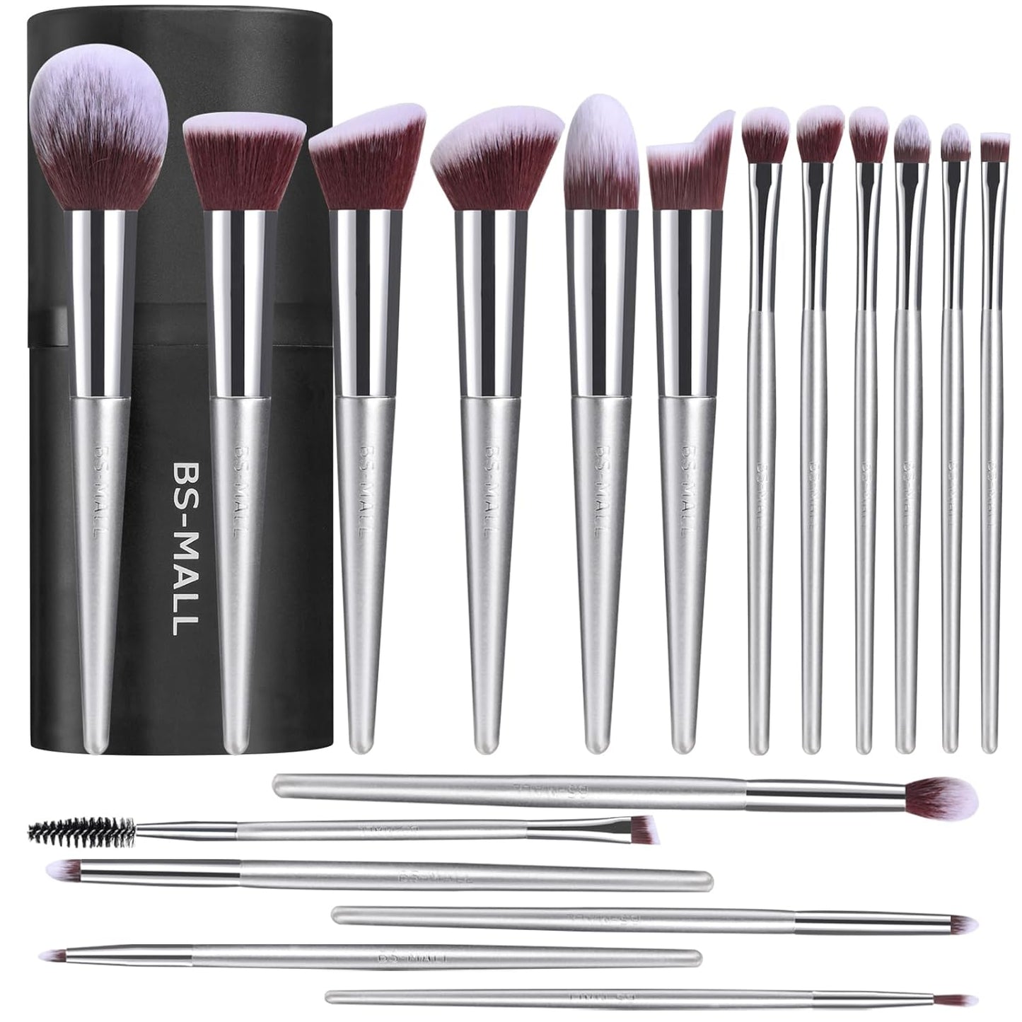 BS-MALL Makeup Brush Set 18 Pcs Premium Synthetic Foundation Powder Concealers Eye shadows Blush Makeup Brushes with black case - Medaid International