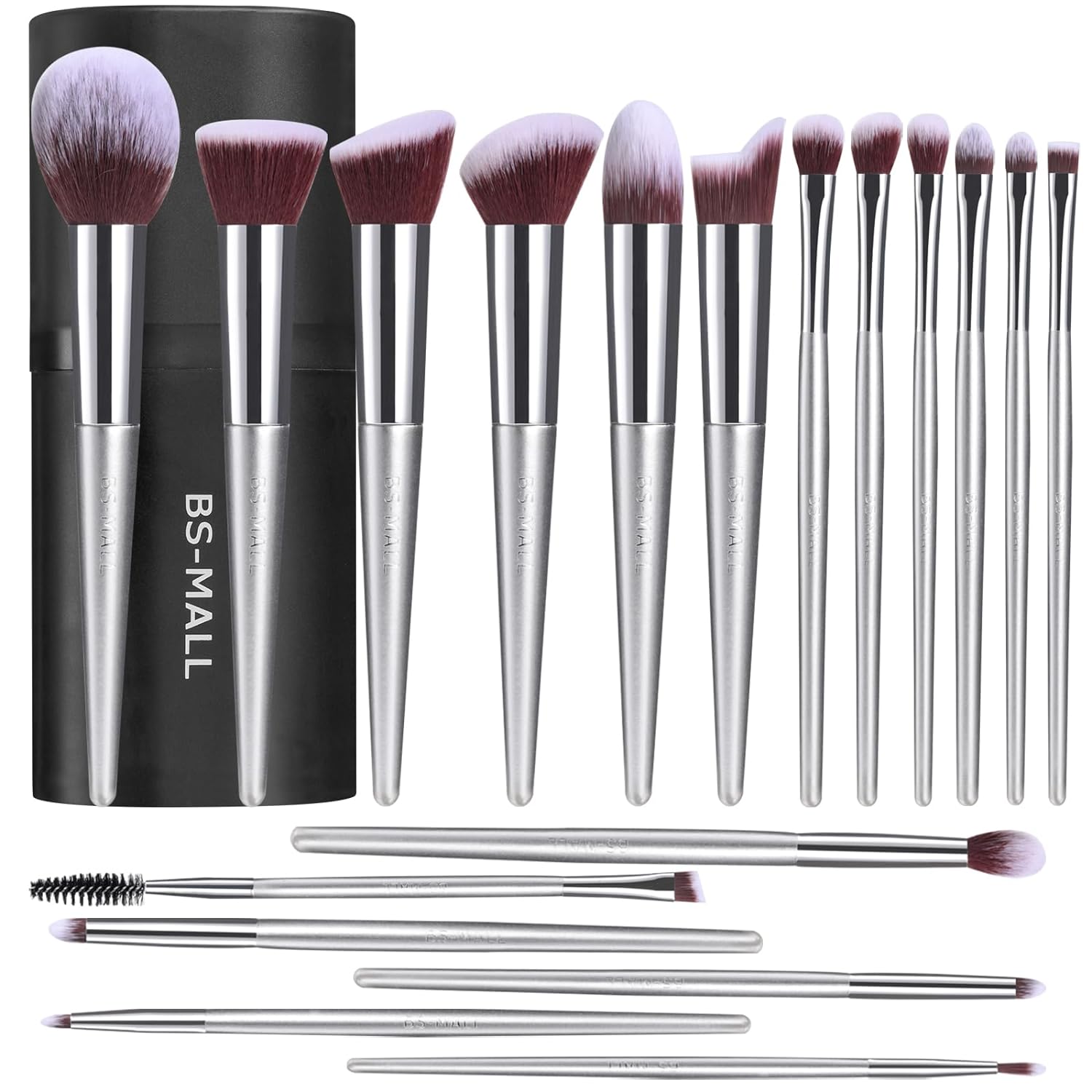 BS-MALL Makeup Brush Set 18 Pcs Premium Synthetic Foundation Powder Concealers Eye shadows Blush Makeup Brushes with black case - Medaid International