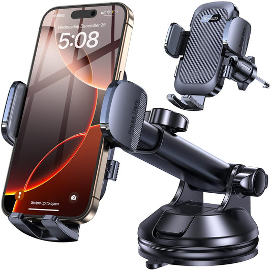 Romuto Car Phone Holder Mount【2025 Strongest Suction】Phone Mount for Car Cell Phone Holders for Your Car Accessories for Women Men Dashboard/Windshield/Vent/Wall Mounts Truck Stand for iPhone Samsung - Medaid International