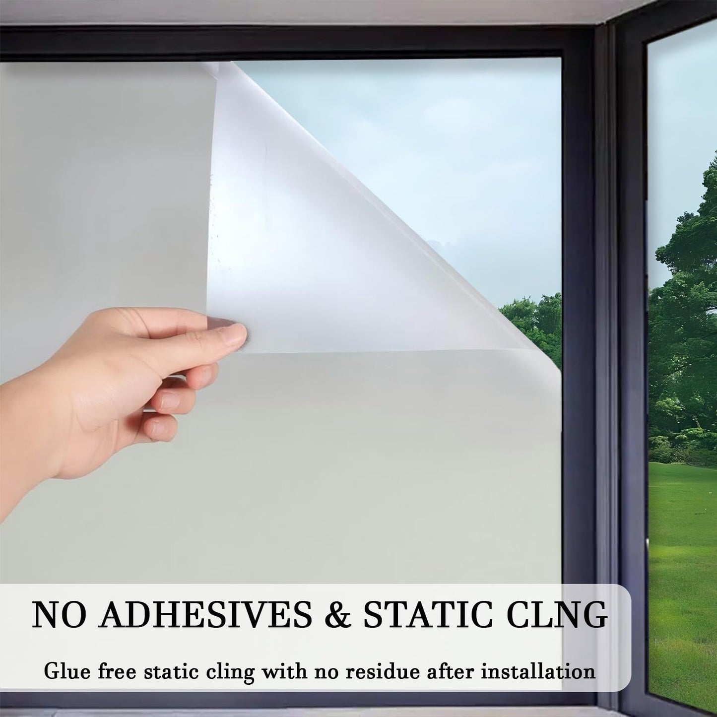 Window Privacy Film Frosted Static Film for Glass Windows Cover, Suncatcher Window Cling Tint Sticker for Home Bathroom Office Decor, Non-Adhesive No-Glue Easy Installation, 11.8 x 39.3 inches - Medaid International