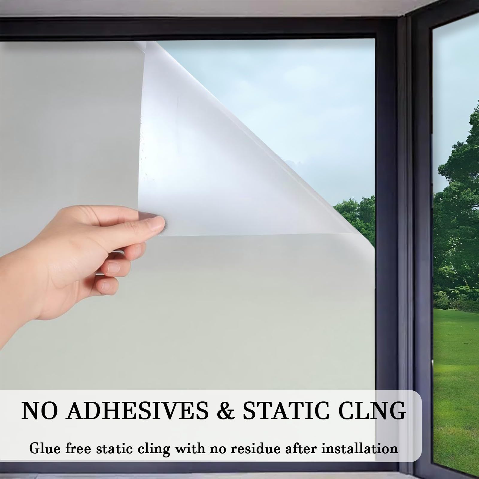Window Privacy Film Frosted Static Film for Glass Windows Cover, Suncatcher Window Cling Tint Sticker for Home Bathroom Office Decor, Non-Adhesive No-Glue Easy Installation, 11.8 x 39.3 inches - Medaid International