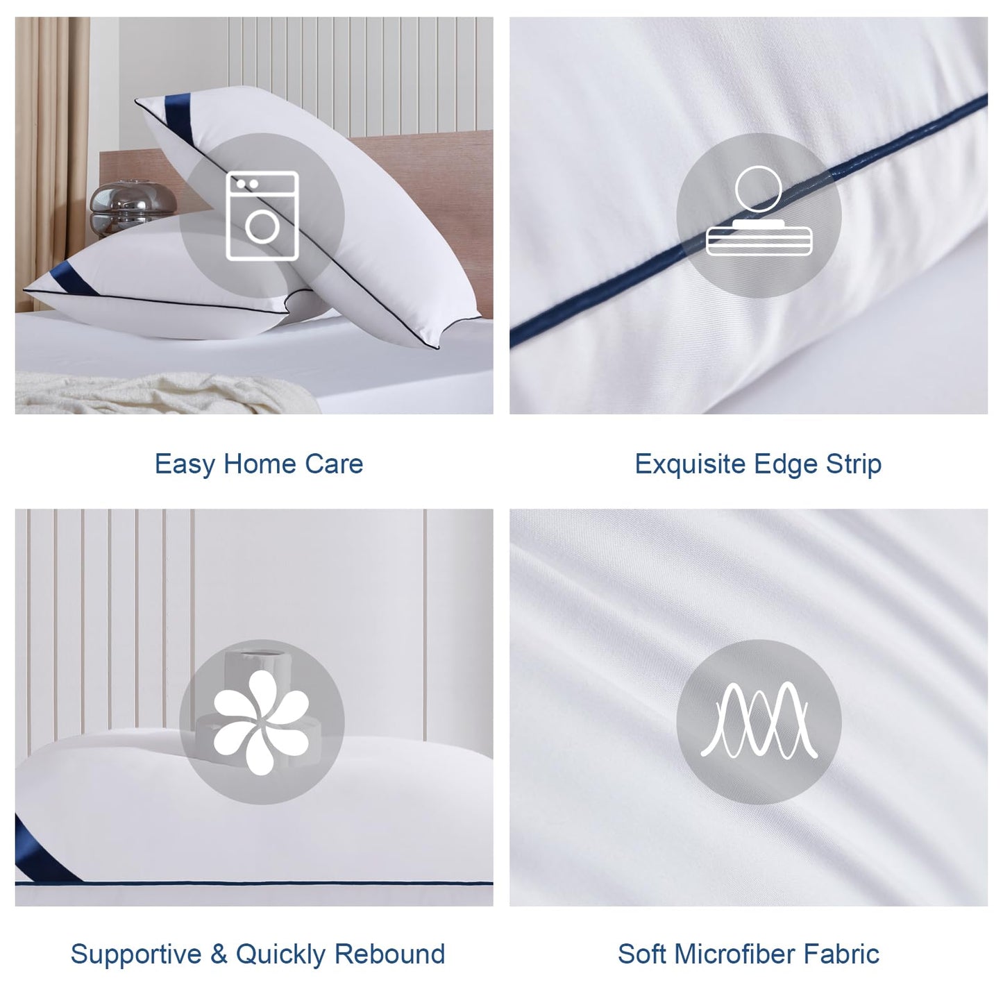 Pillows Standard Size Set of 4,Soft Microfiber Standard Pillows with Hollow Fiber,Hotel Quailty Bed Pillows for Sleeping 4 Pack for Back,Stoamch Sleeper - Medaid International