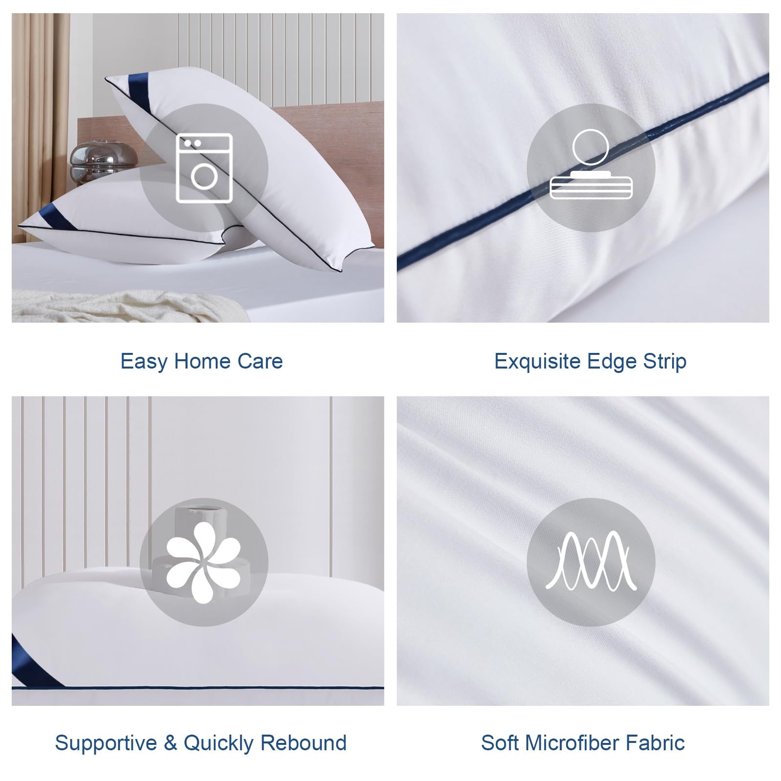 Pillows Standard Size Set of 4,Soft Microfiber Standard Pillows with Hollow Fiber,Hotel Quailty Bed Pillows for Sleeping 4 Pack for Back,Stoamch Sleeper - Medaid International