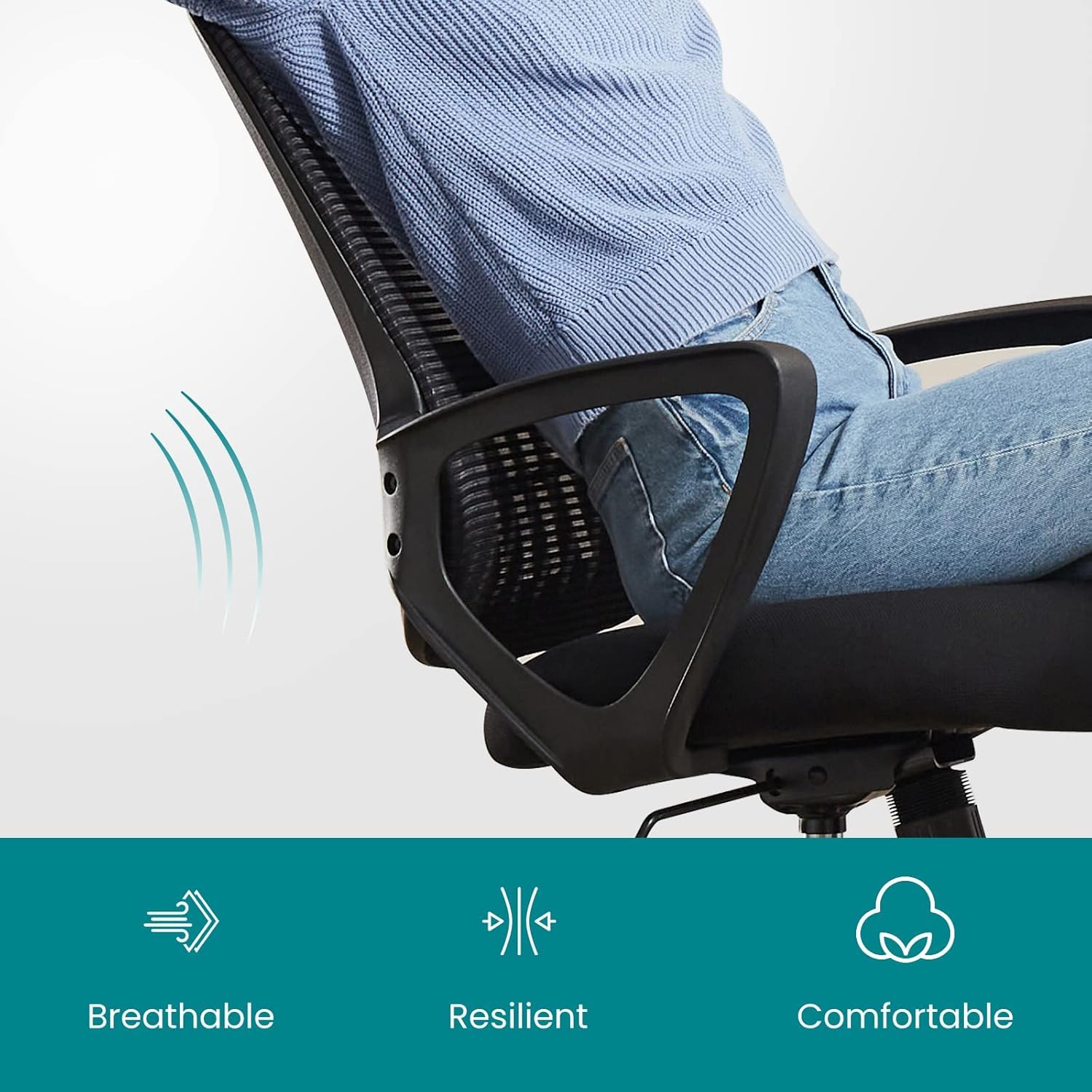 SMUG Home Office Computer Desk Chair - Ergonomic Mid-Back Mesh Swivel Rolling Work with Wheels, Comfy Lumbar Support and Armrest, for Bedroom, Study, Dorm, Student, Adults - Medaid International