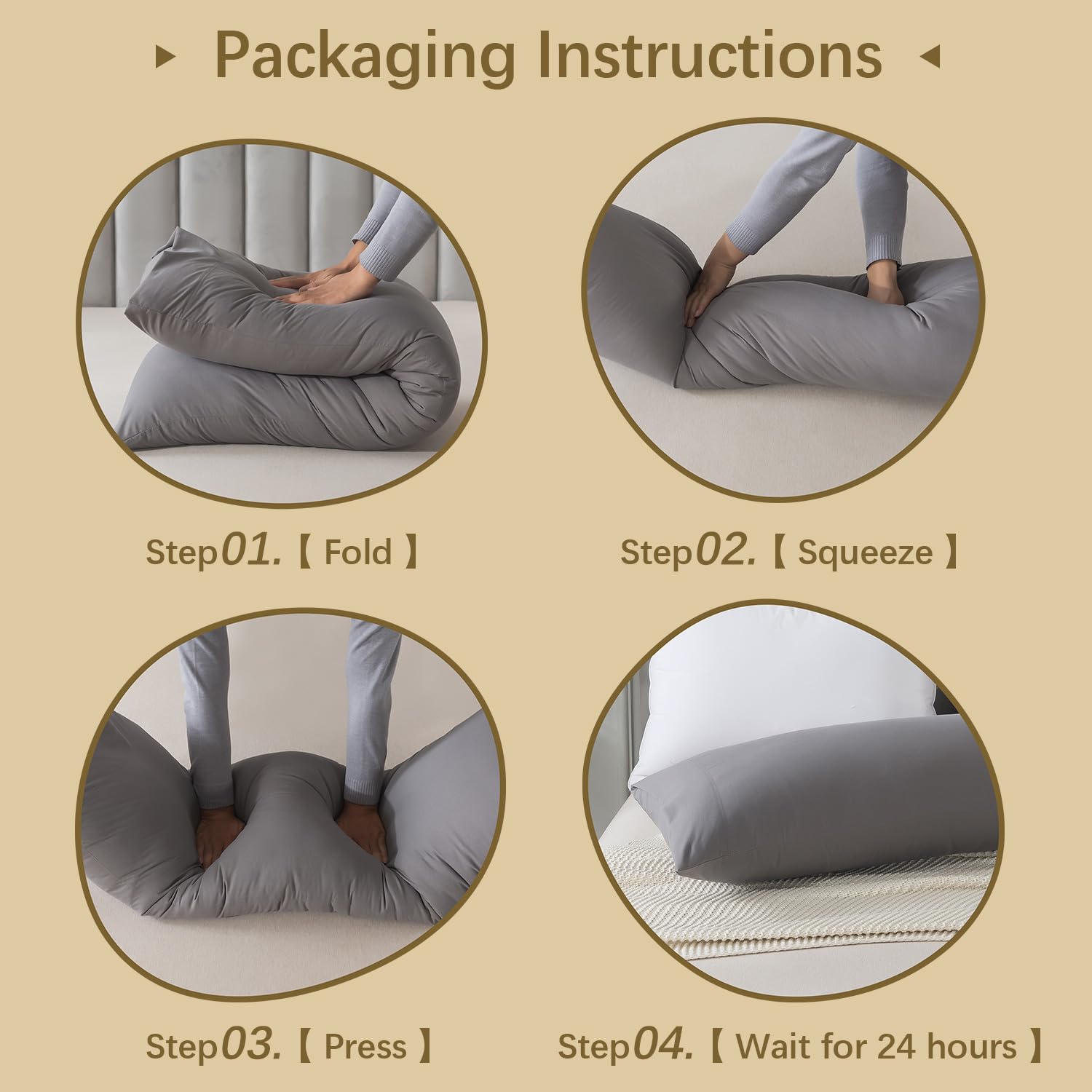 INSPIRE CRAFTER Memory Foam Body Pillow Insert, Soft Large Long Bed Pillow for Adults, Breathable Full Body Pillow, Grey - Medaid International