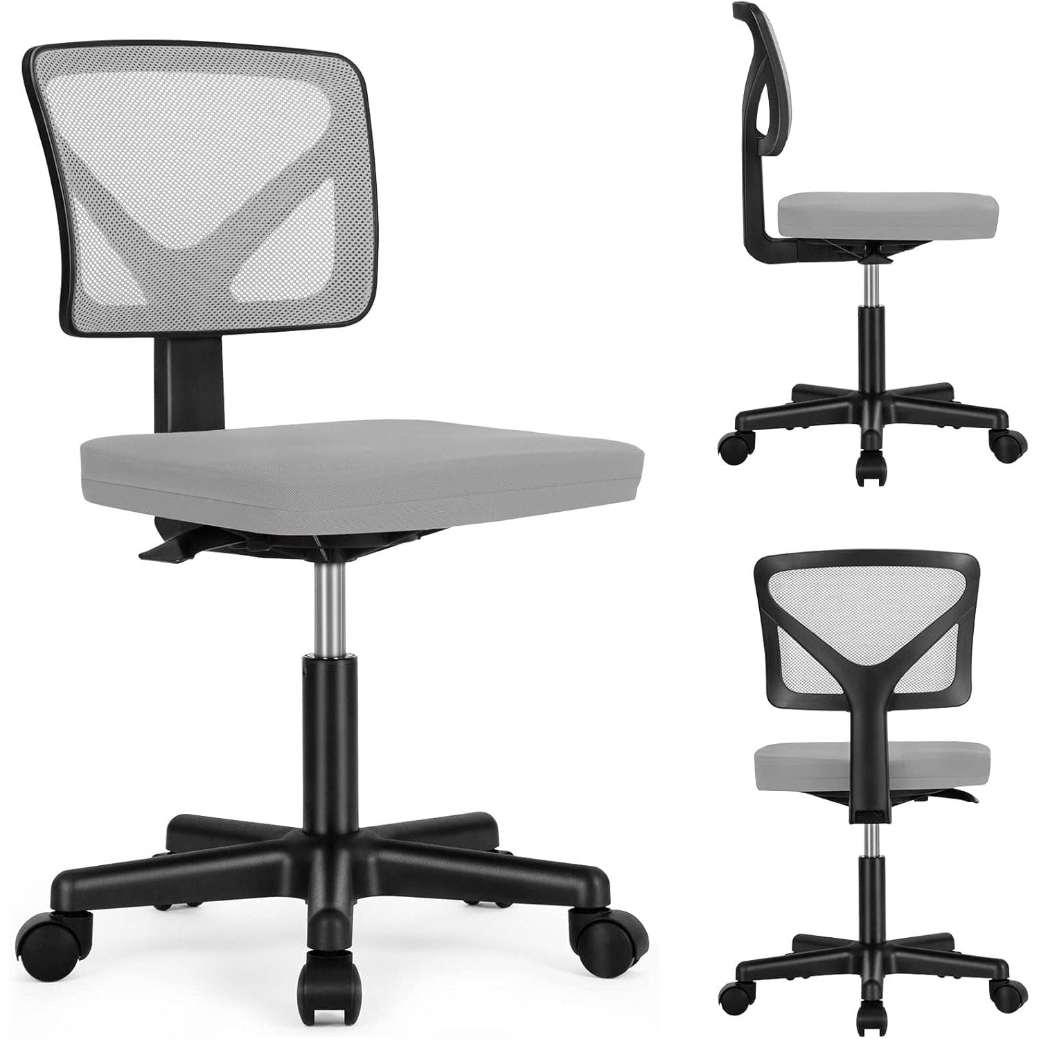 Sweetcrispy Office Desk Chair, Ergonomic Low-Back Mesh Rolling Work Swivel Chairs with Wheels, Armless Comfortable Seat Lumbar Support for Home, Bedroom, Study, Student, Adults,Classic Grey - Medaid International