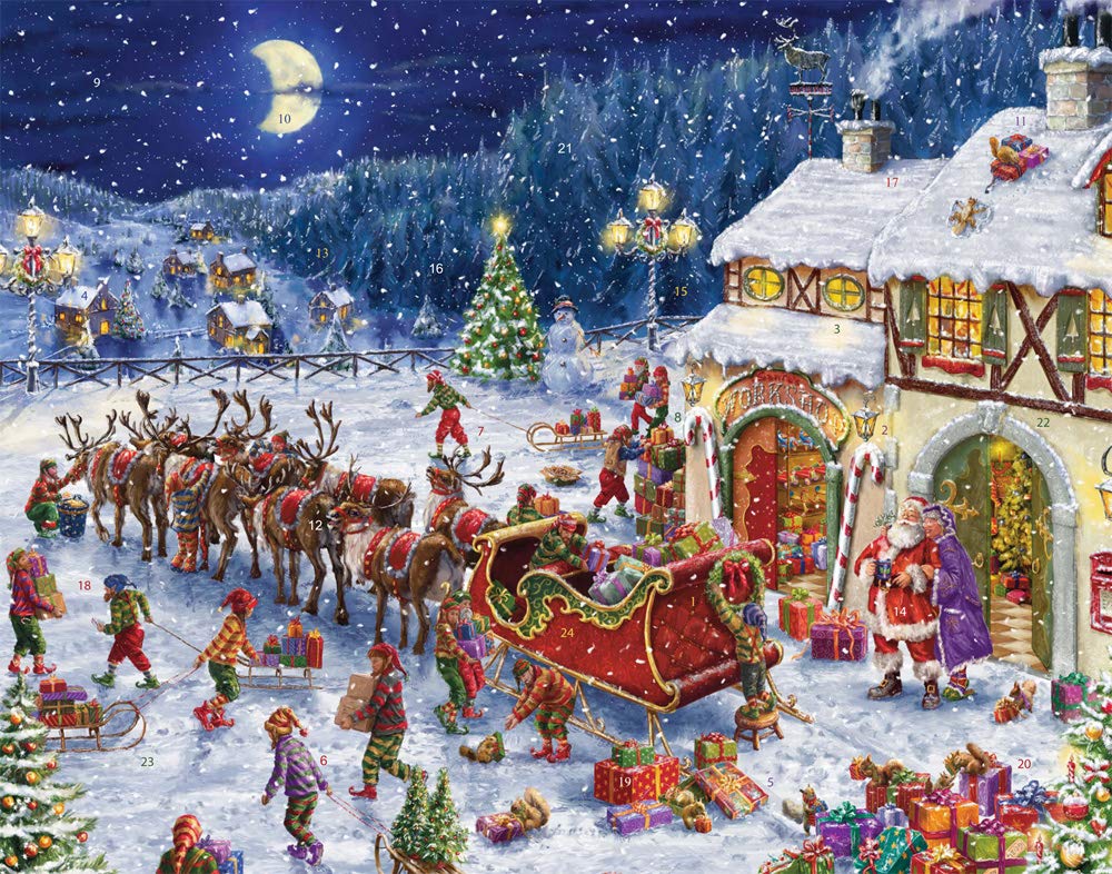 Santa's Sleigh Advent Calendar (Countdown to Christmas) with Holiday Pictures by Vermont Christmas Company - Medaid International
