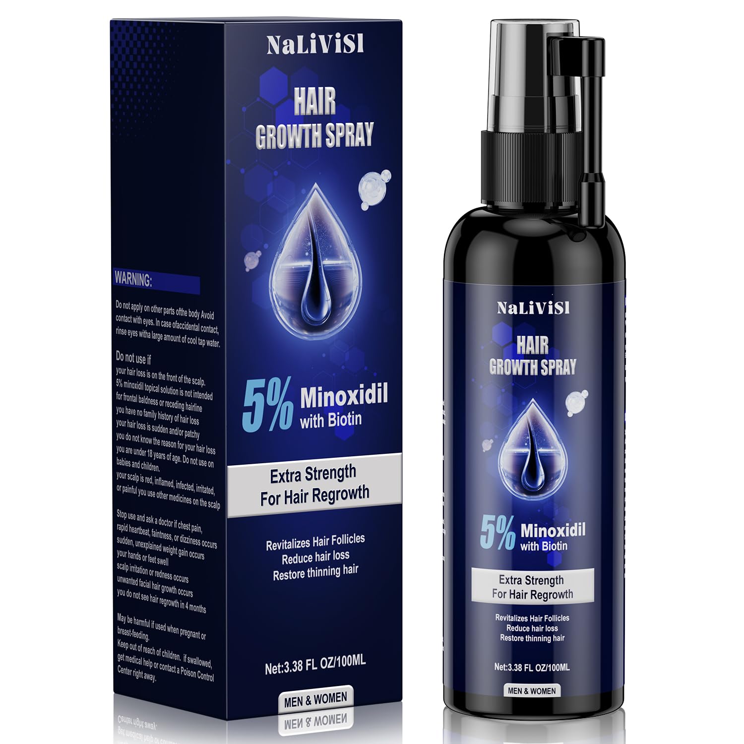 5% Minoxidil For Men And Women Hair Growth Spray - Hims Hair Regrowth Treatment For Stronger Thicker Longer Hair 2-3 Month Supply 100ml(3.38oz) - Medaid International