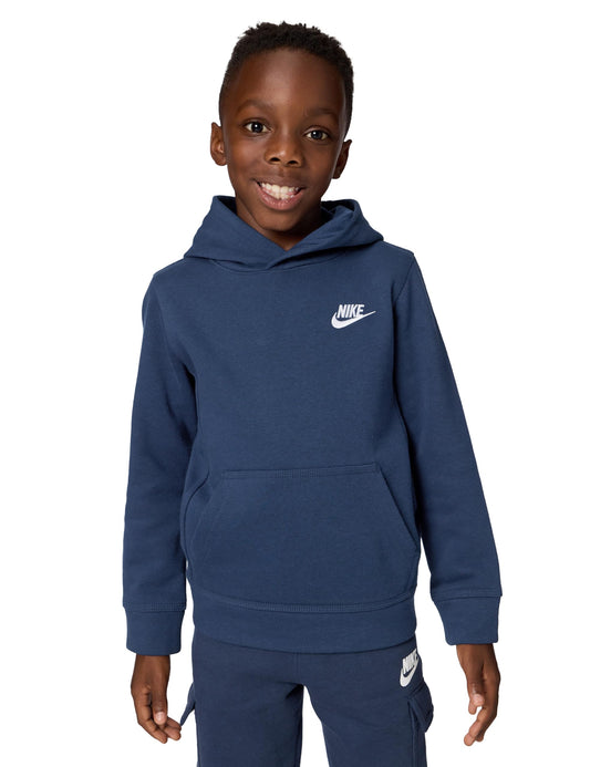 Nike Kids' Little Sportswear Club Fleece Pullover Hoodie, Midnight Navy/White - Medaid International
