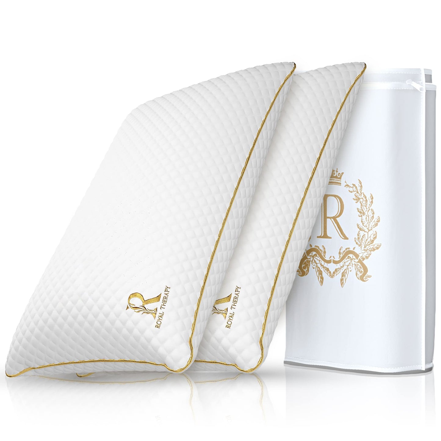 Royal Therapy 2-Pack King Size Pillows, Memory Foam Pillow - Shredded Foam, Hypoallergenic Bamboo-Derived Rayon Cover, CertiPUR-US Certified, Removable Cover, for All Sleep Positions, Neck Pain Relief - Medaid International