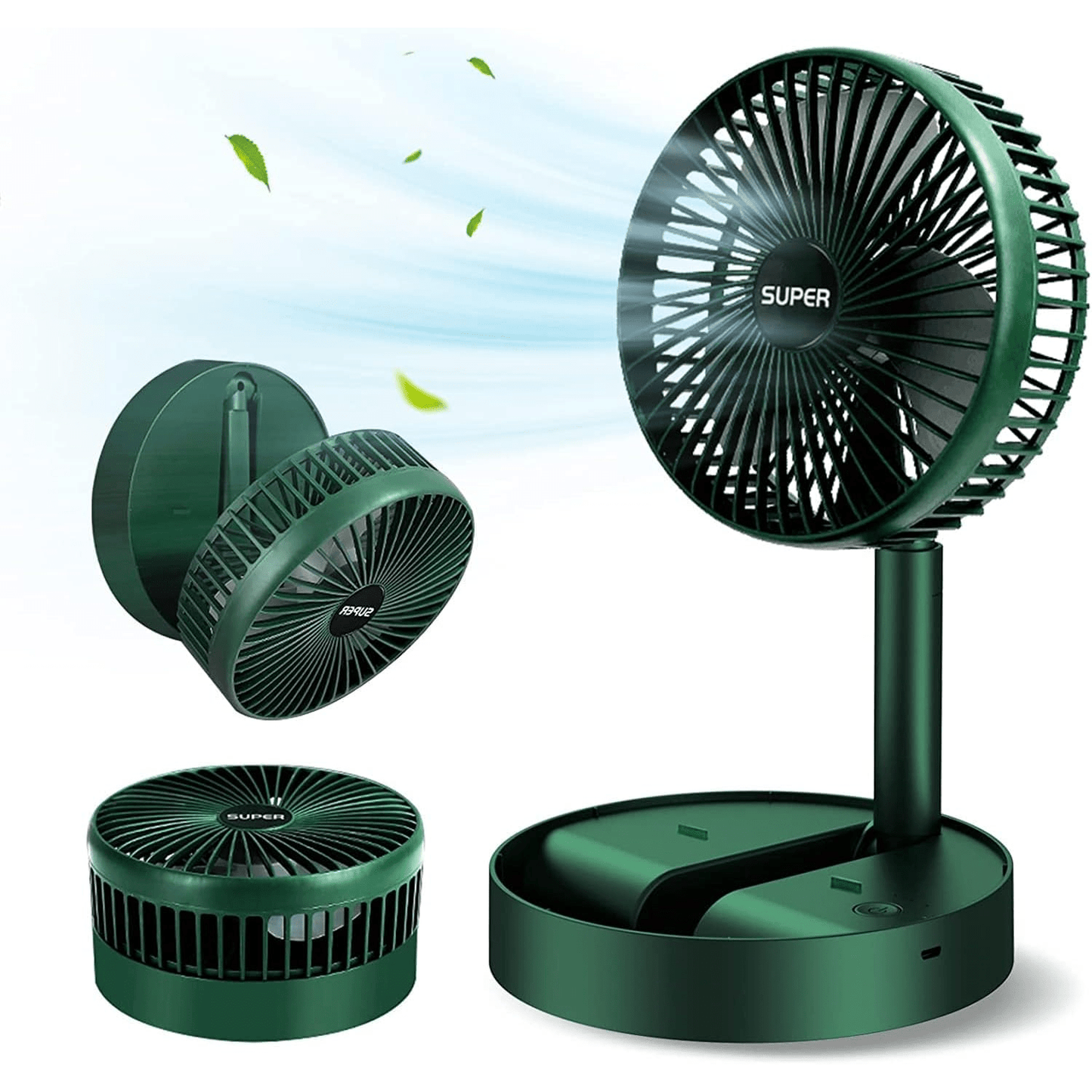 Foldable Desk Fan 3 Speeds, 180¬∞ Tilt Adjustable Rechargeable Fan with Low Noise & Long Battery Life - Medaid International