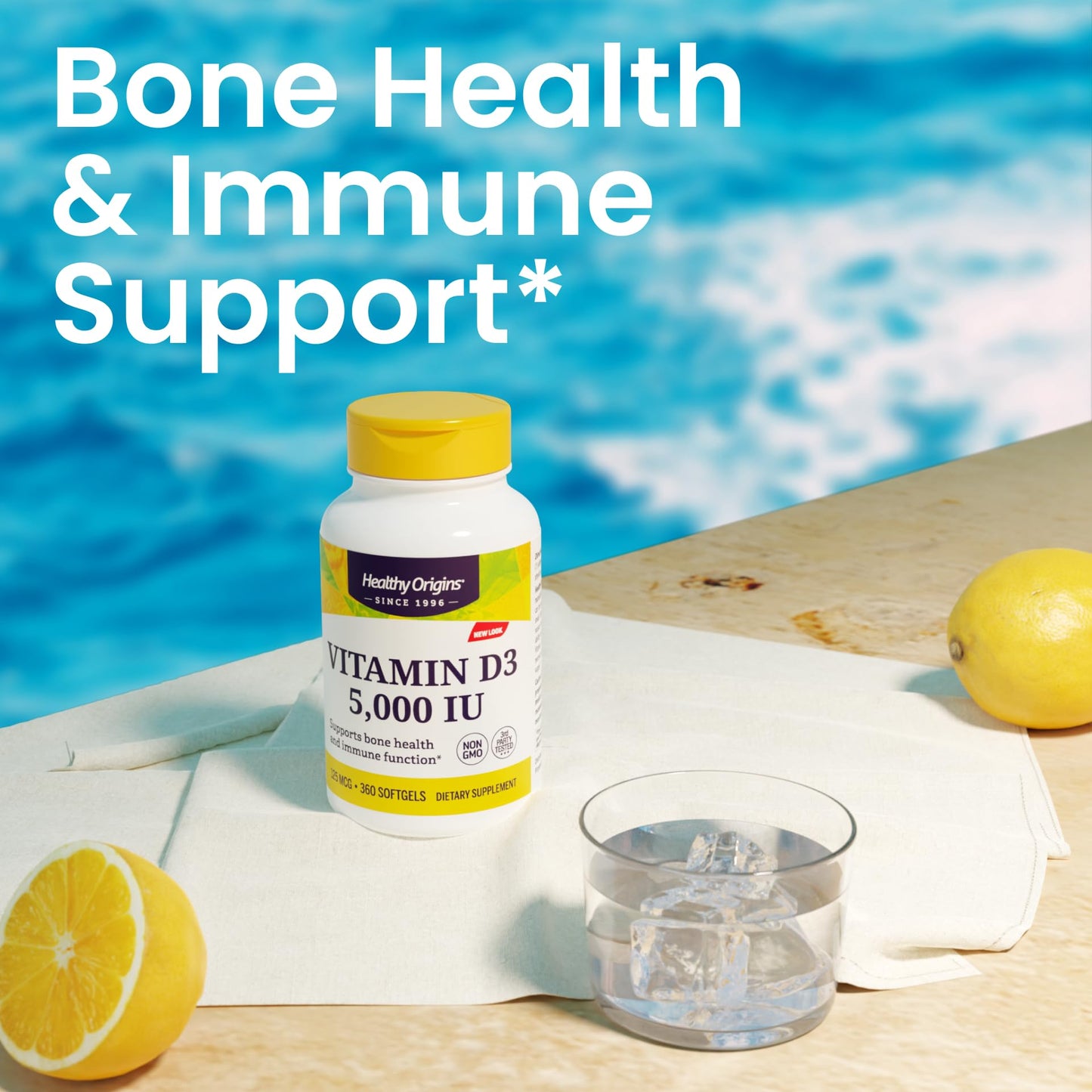 Healthy Origins Vitamin D3 (Lanolin) 5,000 IU Softgel - Bone Health and Immune Support Supplement - Easily Absorbable Vitamin D Supplements - Gluten-Free Vitamin D3 Supplement - 360 Softgels - Medaid International