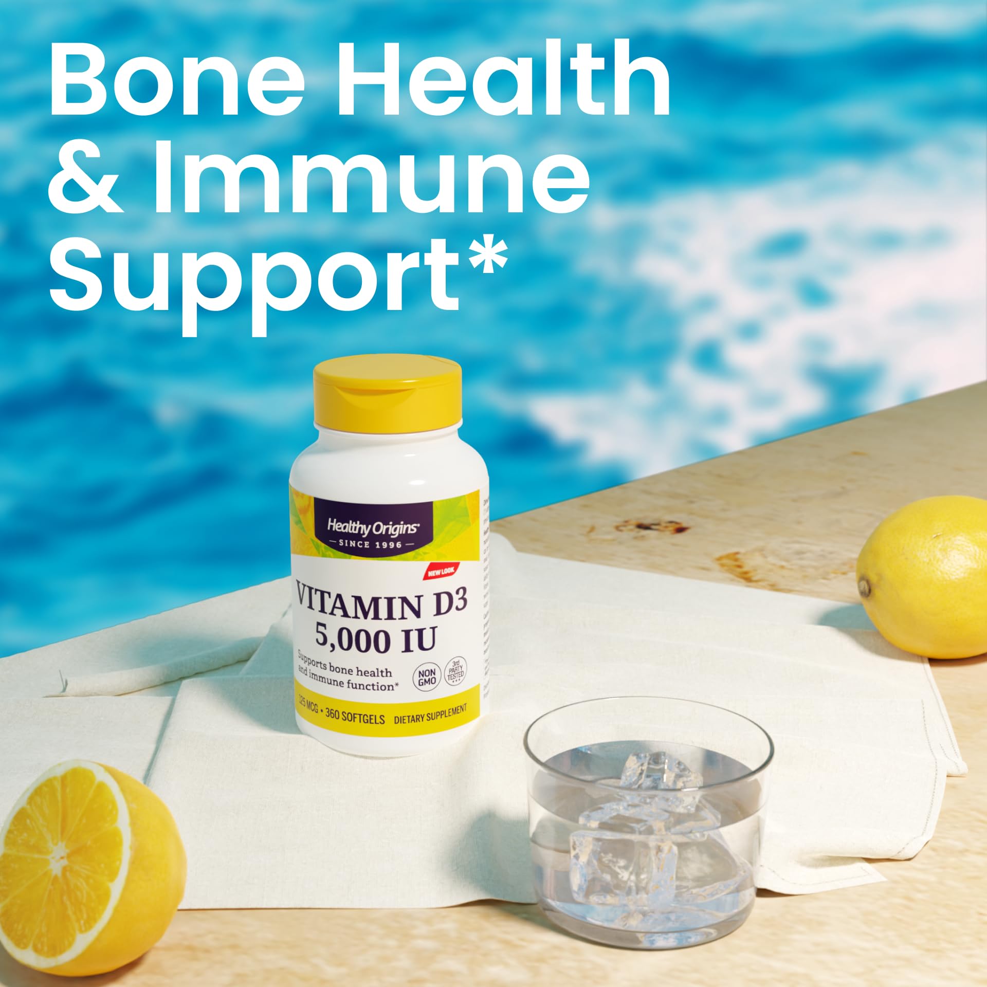 Healthy Origins Vitamin D3 (Lanolin) 5,000 IU Softgel - Bone Health and Immune Support Supplement - Easily Absorbable Vitamin D Supplements - Gluten-Free Vitamin D3 Supplement - 360 Softgels - Medaid International