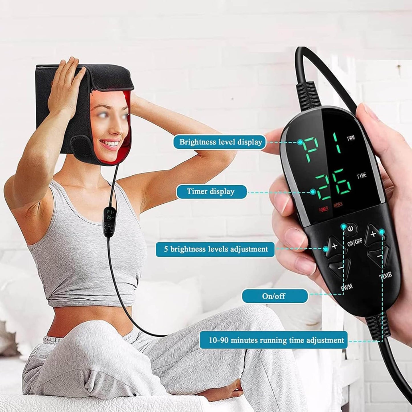 MCWYH Hair Growth Cap, 215Pcs LEDs Therapy Hat for Hair Regrowth, 660Nm & 850Nm LED Therapy Device-Proven Therapy Treats Hair Loss, Best Gifts for Boy and Girlfriend - Medaid International