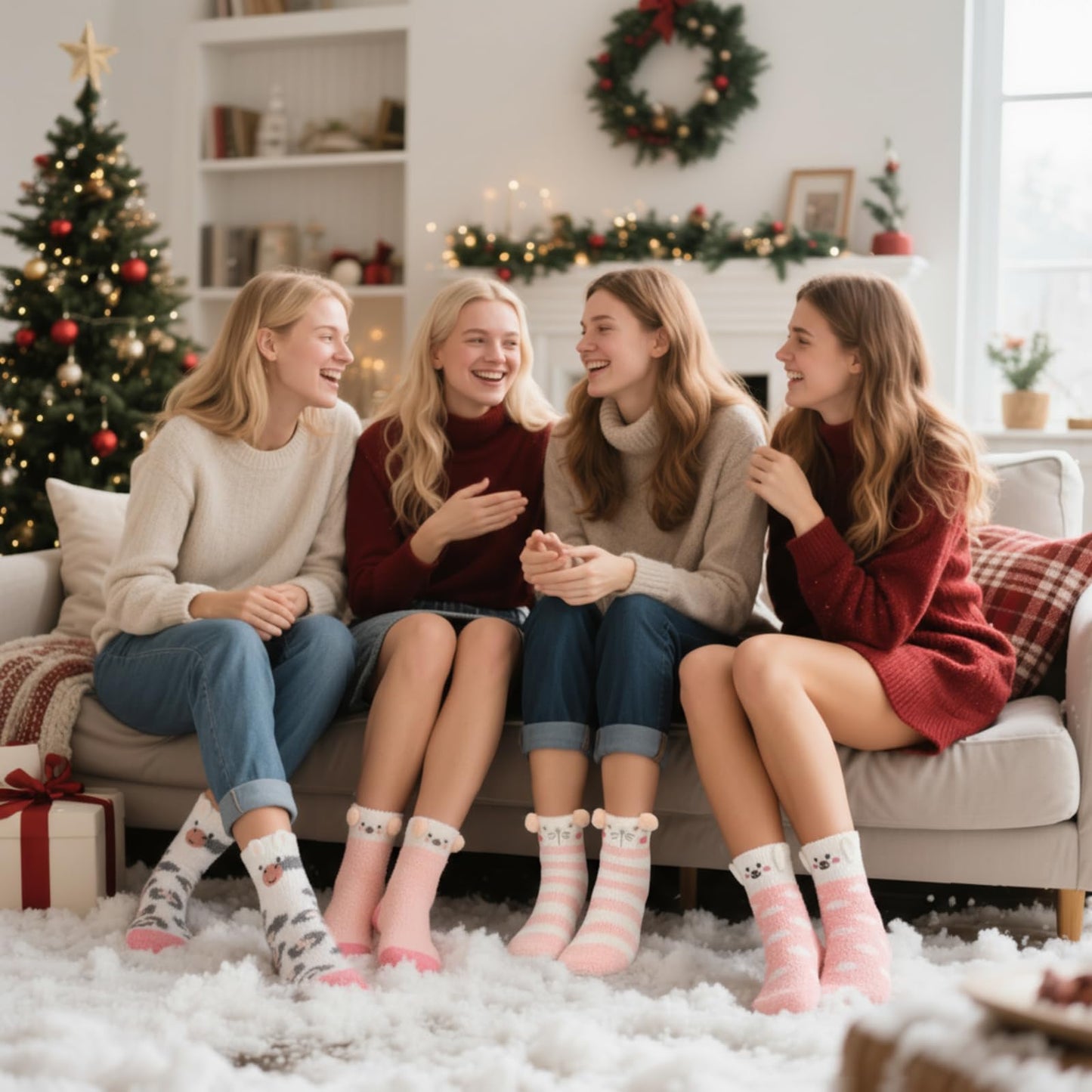 Foaincore 12 Pairs Women Fuzzy Socks Soft Fluffy Cute Animal Slipper Socks Winter Warm Sleeping Slipper Xmas Gift for Girls Women(Classic) - Medaid International