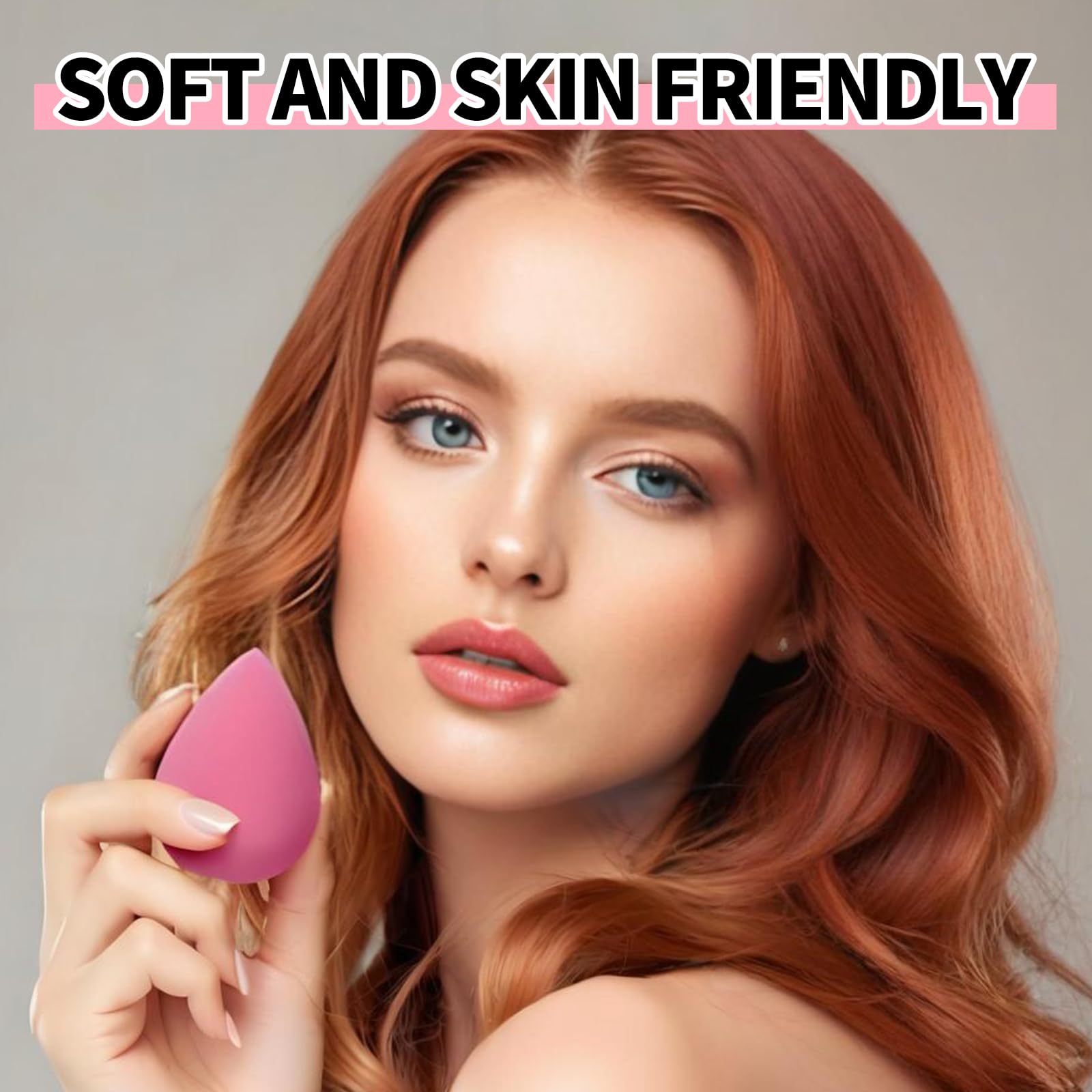 Generic 8 Pcs Egg Shaped Makeup Sponge Set - Blender Beauty Foundation Blending Sponge - Dry & Wet Use - Pink, Synthetic & Silicone Material - Blending, Applying Foundation, Concealer, Blush - Medaid International