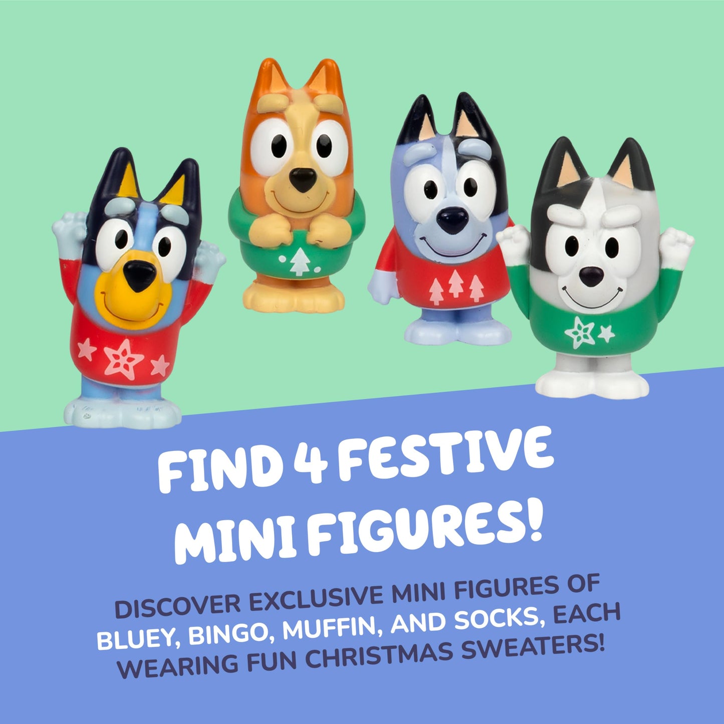 Bluey Mini Figures Christmas Advent Calendar, 24-Day Christmas Calendar Countdown with Festive Bingo, Muffin, and Socks, Advent Calendars for Ages 3+ - Medaid International