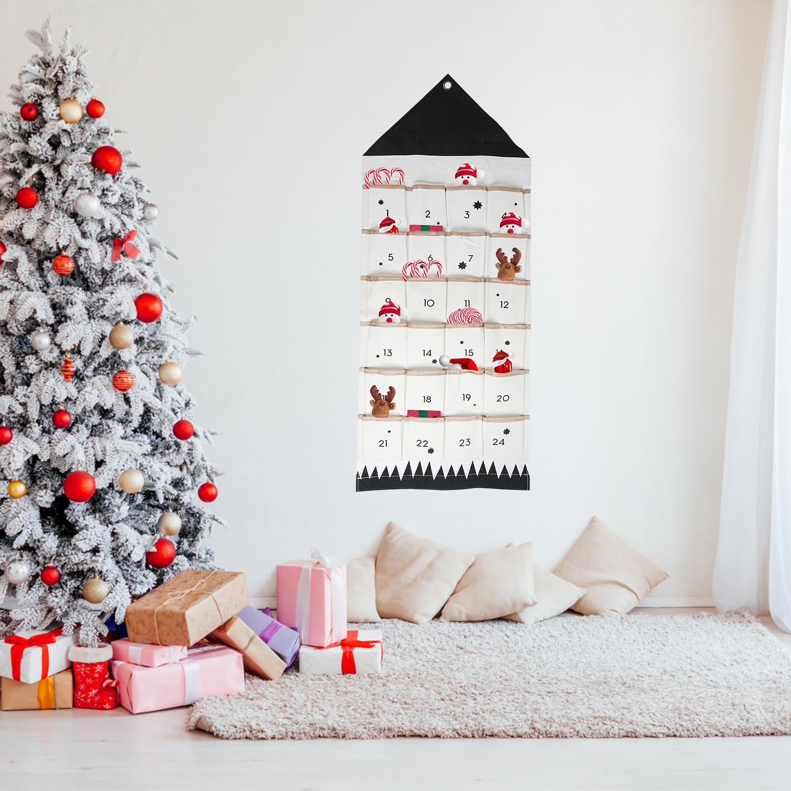 Christmas 24 Day Advent Calendar with Pockets Wall Hanging Bag for Holiday Decoration - Medaid International