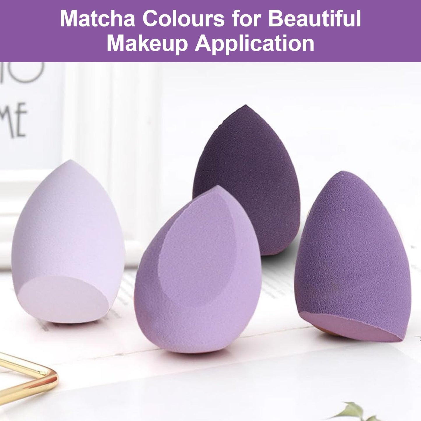 4PCS Makeup Sponge Set with Storage Box, Beauty Blender Sponges for Liquid Cream and Powder, Dry and Wet Use Foundation Blending Applicators for Flawless Makeup Application Purple - Medaid International