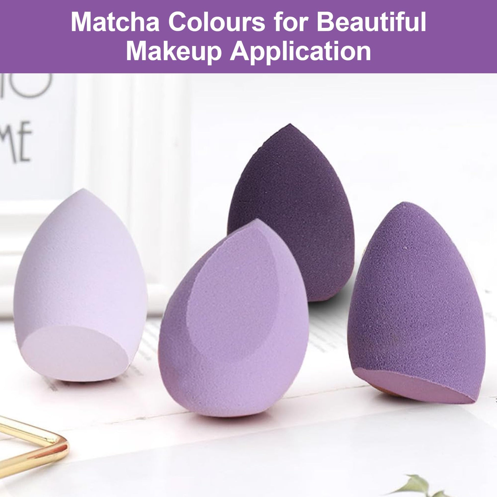 4PCS Makeup Sponge Set with Storage Box, Beauty Blender Sponges for Liquid Cream and Powder, Dry and Wet Use Foundation Blending Applicators for Flawless Makeup Application Purple - Medaid International