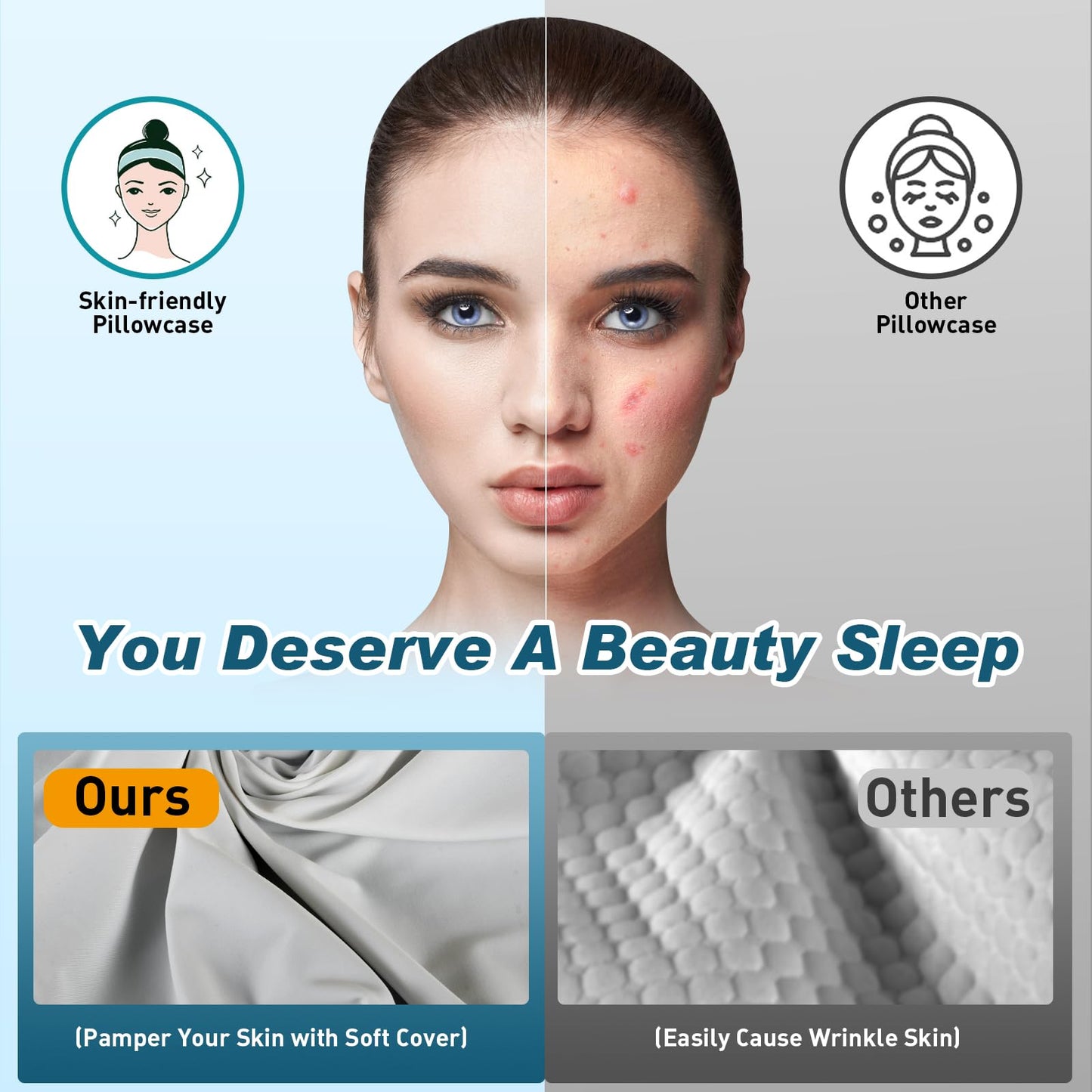 Cervical Neck Pillow for Pain Relief - Cooling Ergonomic Neck Support Pillow for Sleeping, Orthopedic Contour Memory Foam Pillows for Side, Back & Stomach Sleepers with Pillowcase - Medaid International