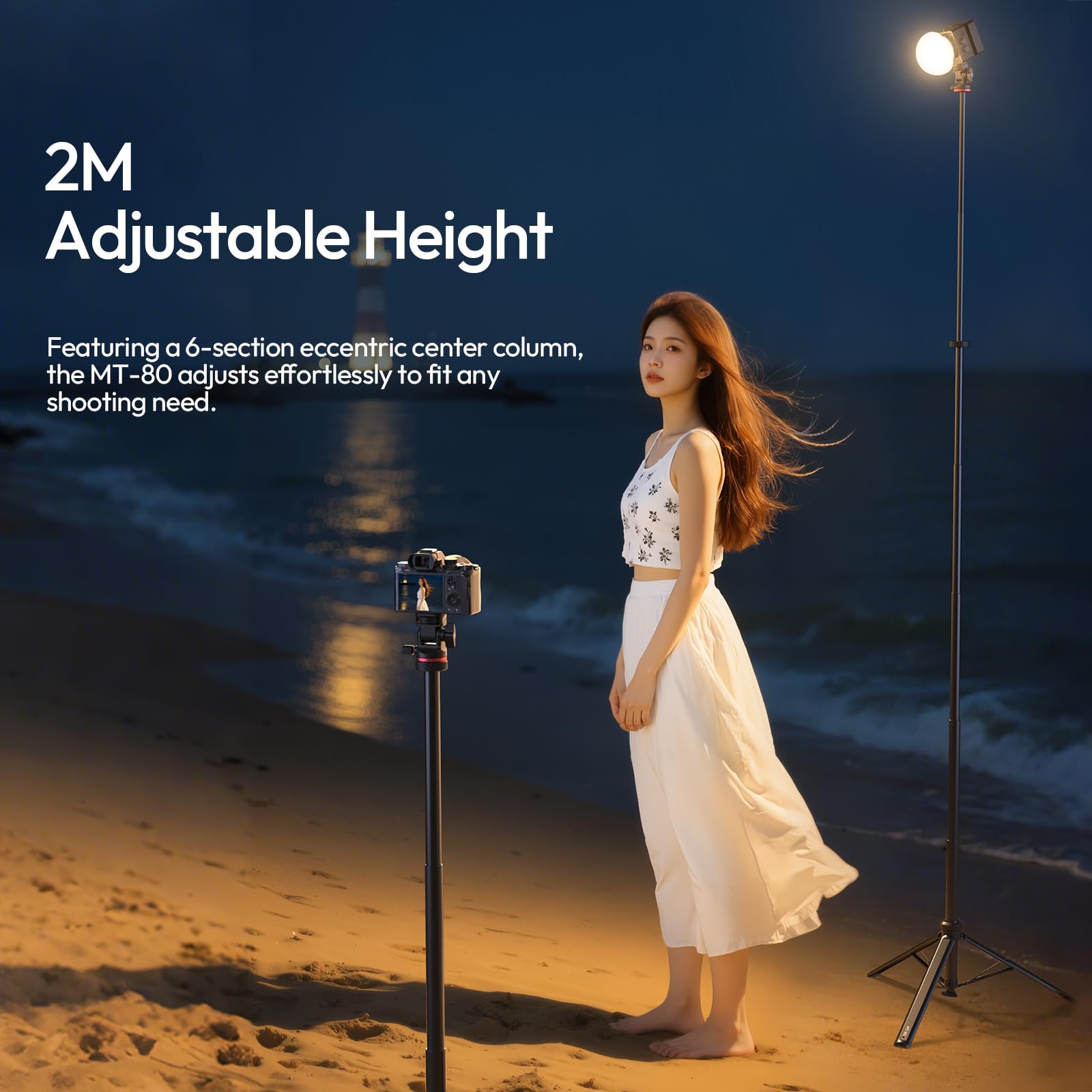 ULANZI MT-80 Aluminum Tripod Stand, 7FT Extendable Camera Phone Tripod for Travel, Auto Pop-Up, 1/4" Screw, 360 Ball Head Portable Photo Video Light Stand for DSLR Camera, Ring Light, Video Rig - Medaid International
