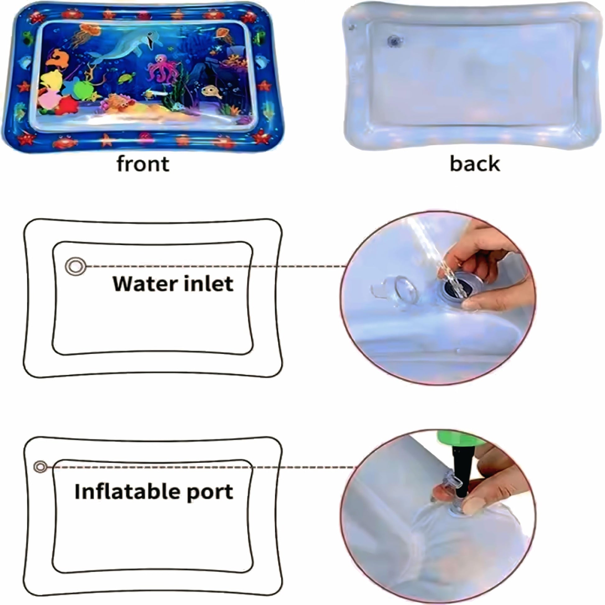 Shoping Solutions LLC Inflatable Tummy Time Water Mat for Babies – Sensory Activity Mat for Infants (3-24 Months), Leakproof Baby Toy for Motor Skill Development - Medaid International