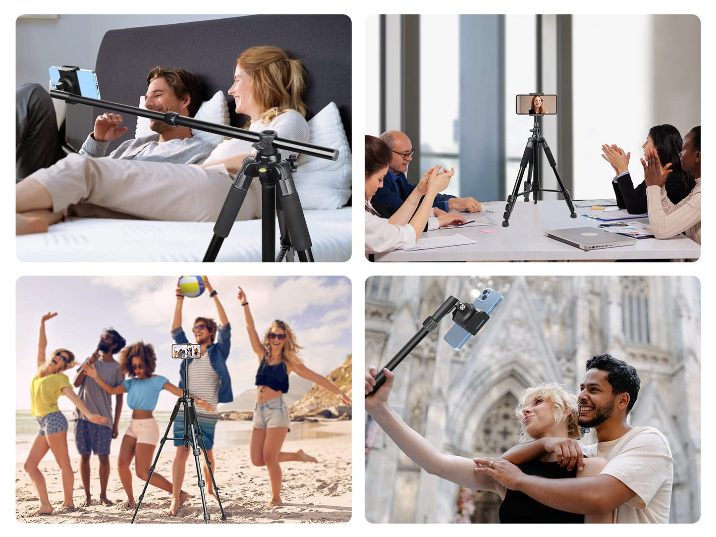 Elitehood iPhone Tripod for Overhead Video Recording [Heavy Duty & Ultra-Stable], 25in Horizontal Long Extendable Boom, 360° Rotation iPhone Tripod Stand with Remote, Vertical 71" Tall Phone Stand - Medaid International