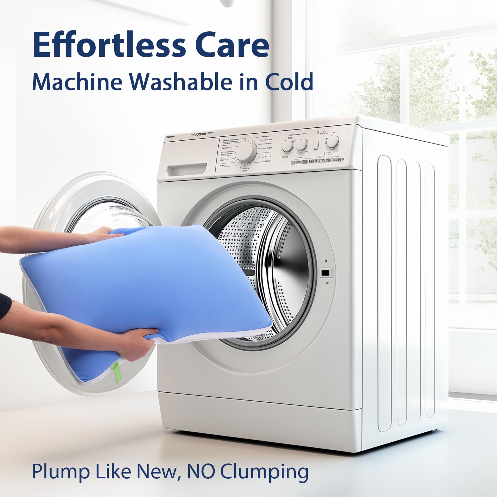 MEELUS Silky Soft Pillows Queen Size Set of 2, Luxury Hotel Down Alternative Bed Pillows 2 Pack for Side Back Stomach Sleepers, Gusseted Supportive, Machine Washable, Cooling Blue, 20" x 30" - Medaid International