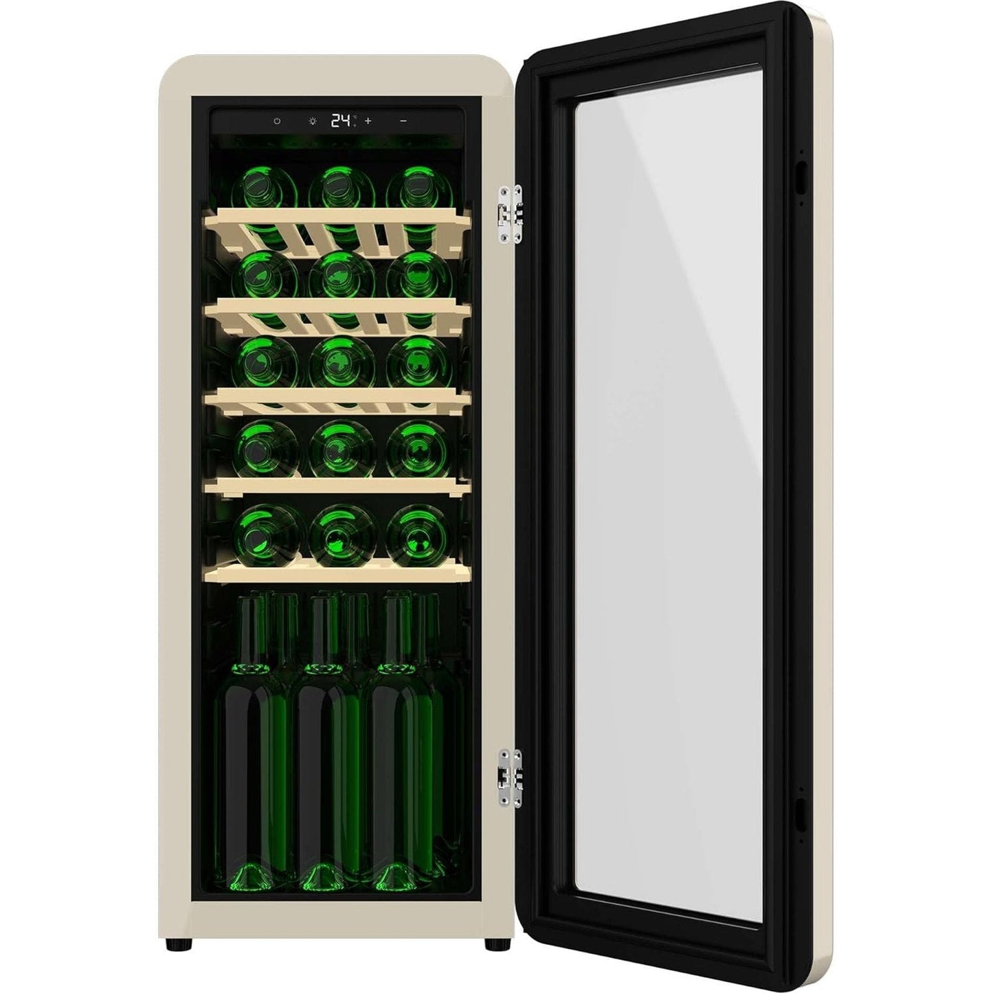 Cecotec - Retro Wine Cellar for 24 Bottles, Beige, LED Display, Low Noise